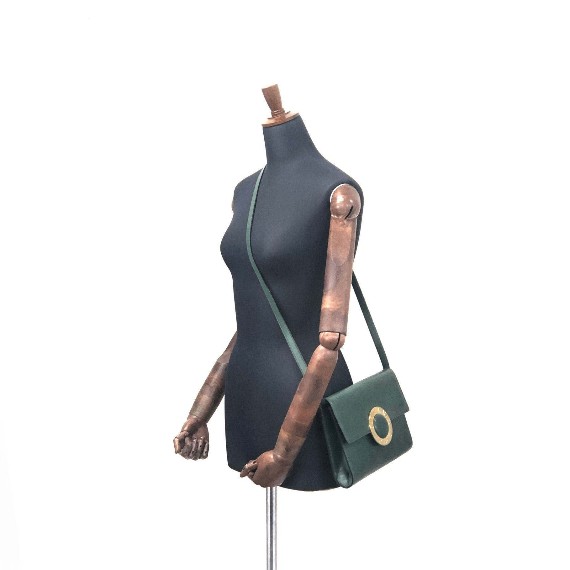 CELINE セリーヌ ロゴサークル レザー 2WAY ショルダーバッグ グリーン