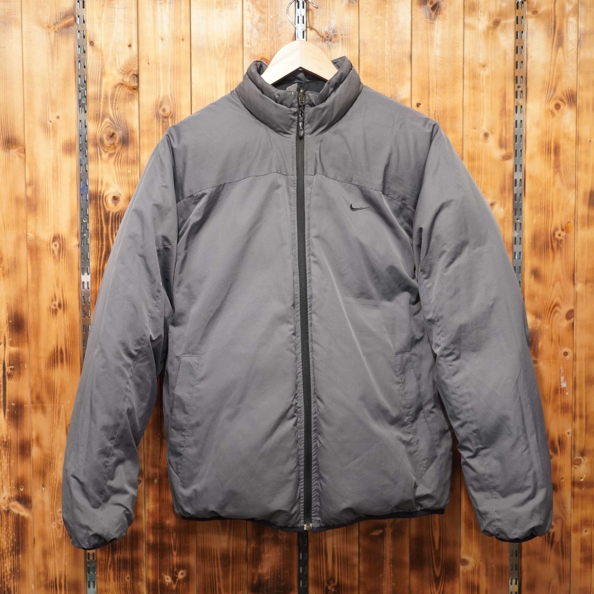 00s nike リバーシブル ダウンジャケット M/ナイキ 黒 グレー | 古着屋