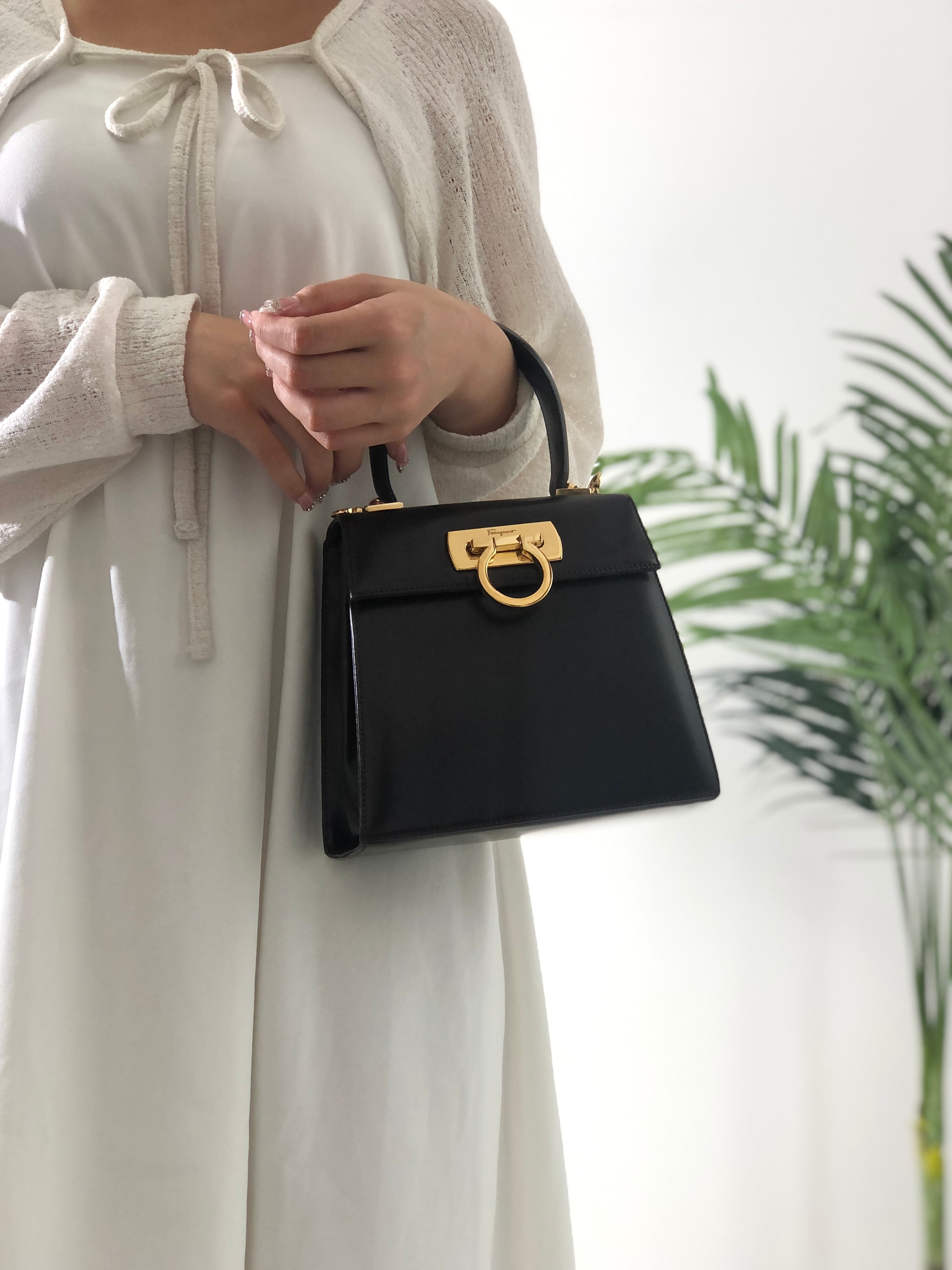 Salvatore Ferragamo フェラガモ ガンチーニ レザー 2way ハンドバッグ