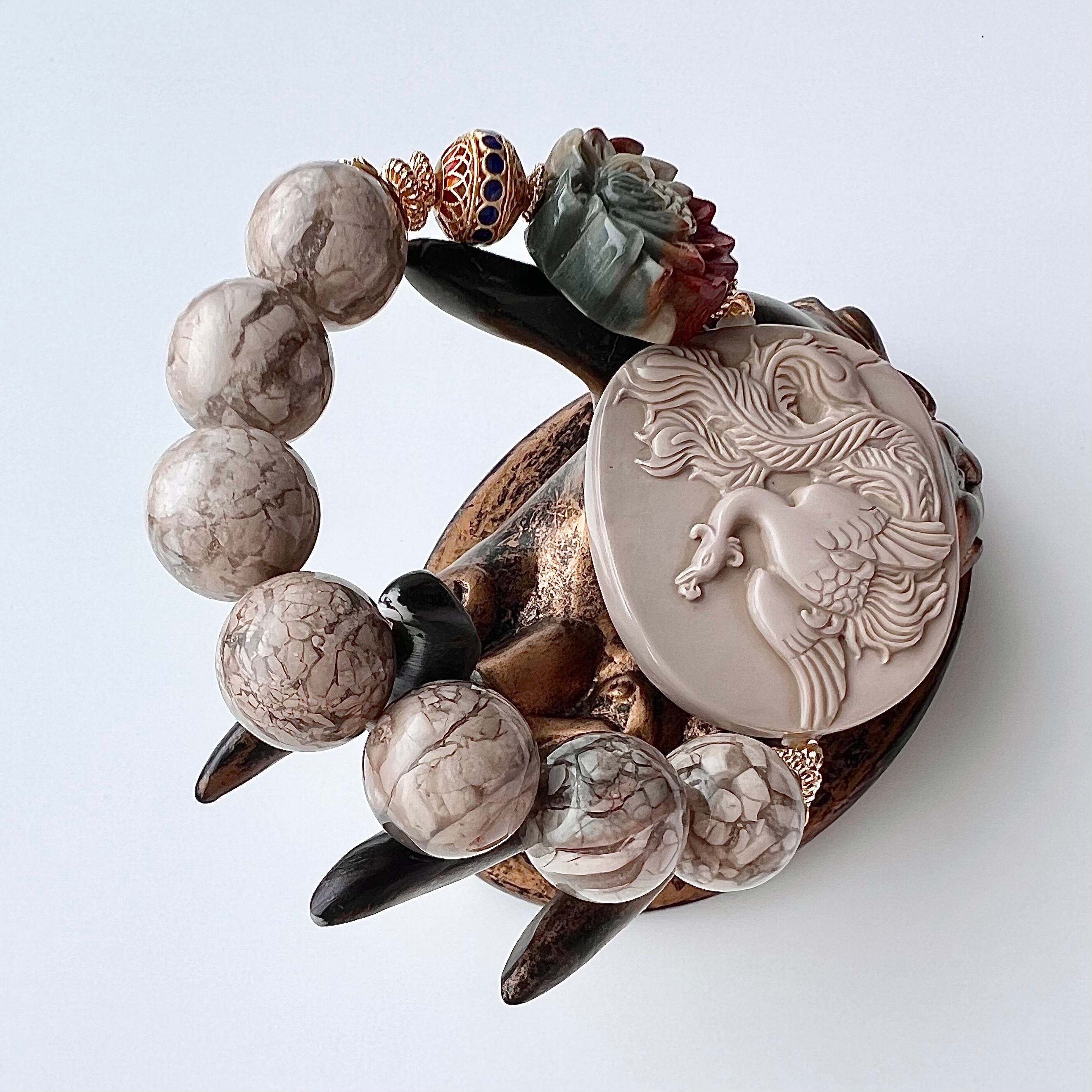 アラシャン瑪瑙 鳳凰 天然 ブレスレット | ほしブレス