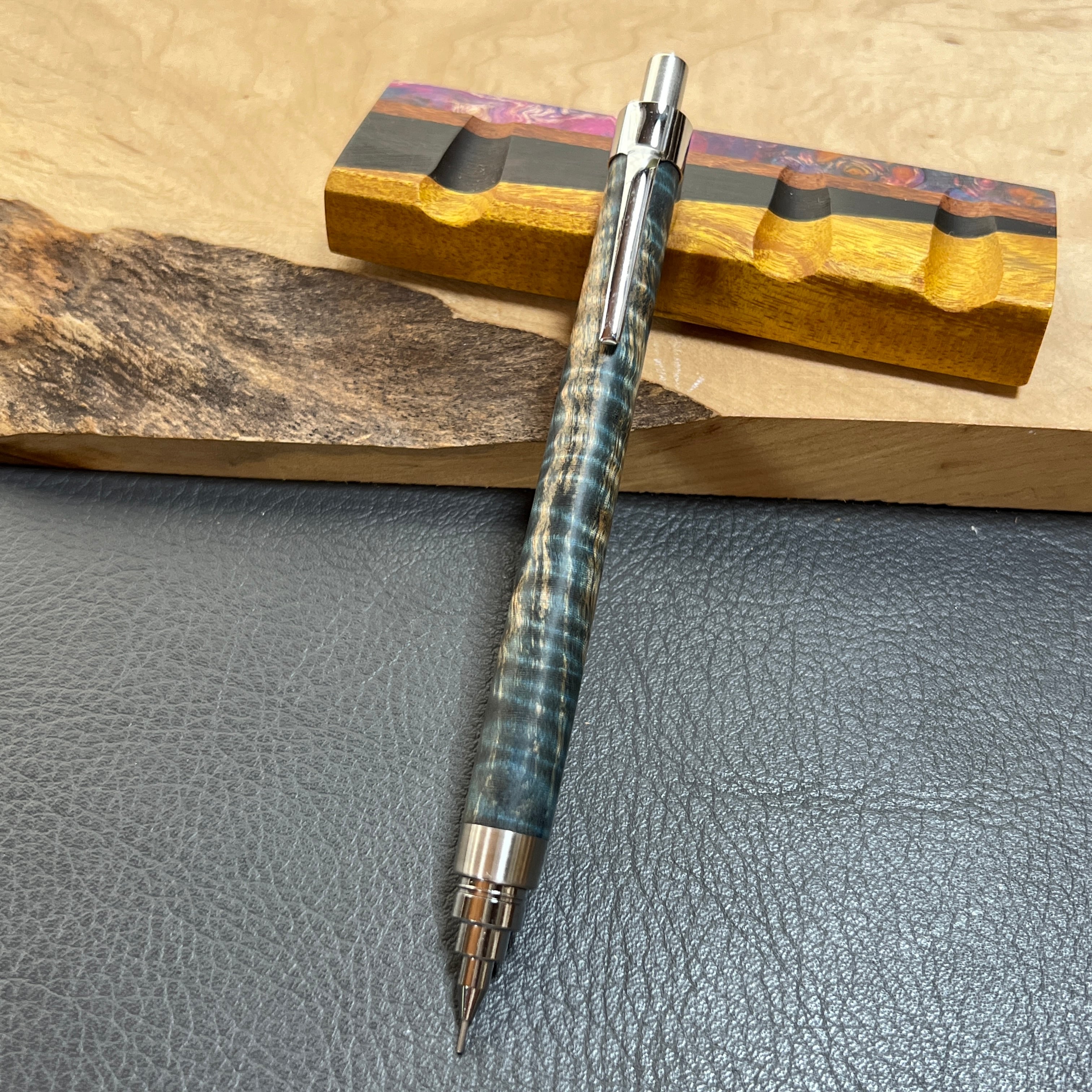 43栃縮杢スタビ 木製シャーペン 最強低重心 ステンレス | handwood