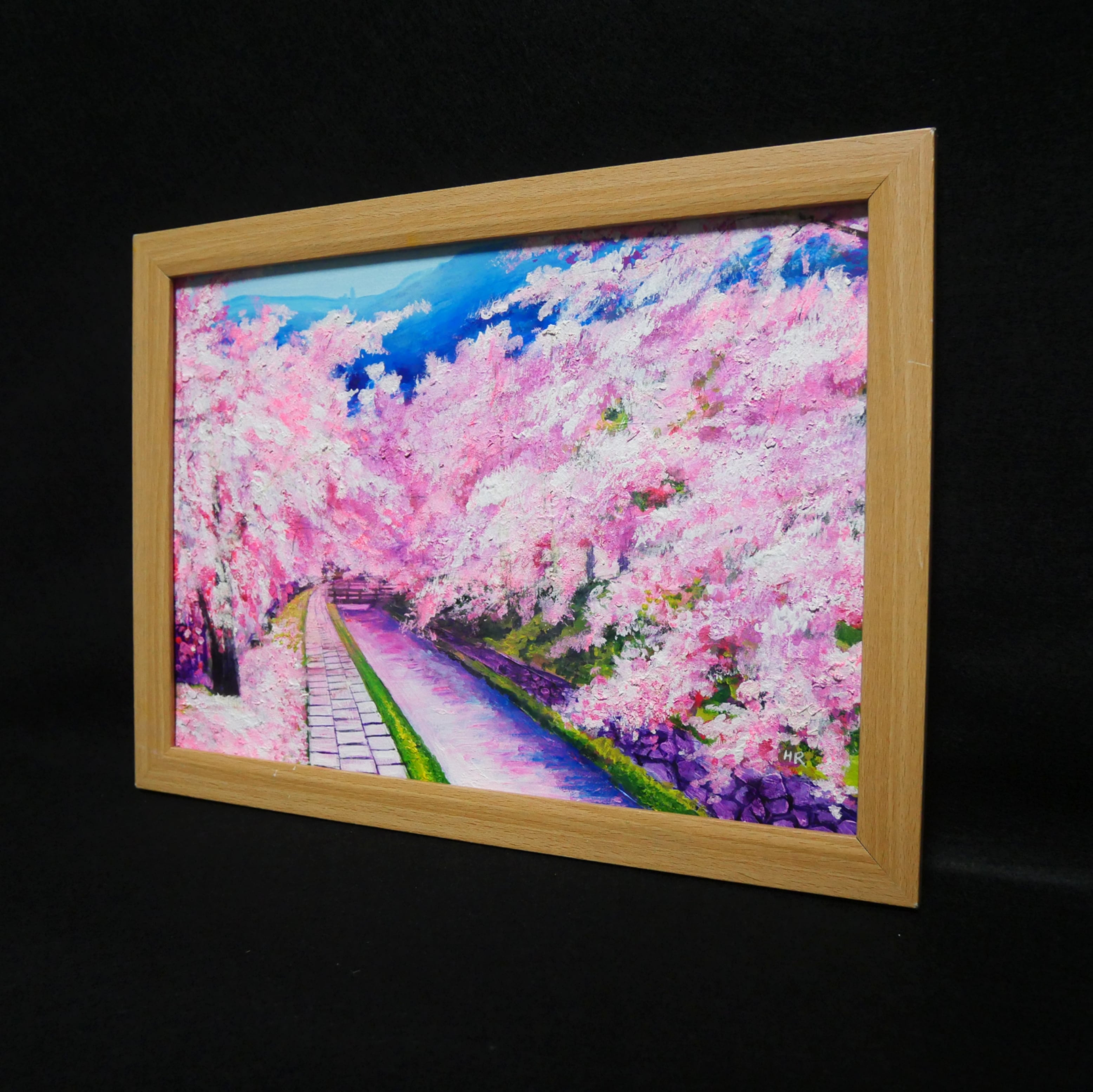 油絵 油彩 油彩画 絵 絵画 【哲学の道の桜】 | HIROSHI1990