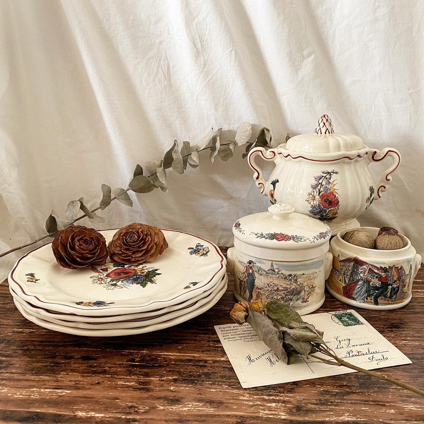 1920-1950年代 サルグミンヌ “アグレスト” 花リムプレート【フランス