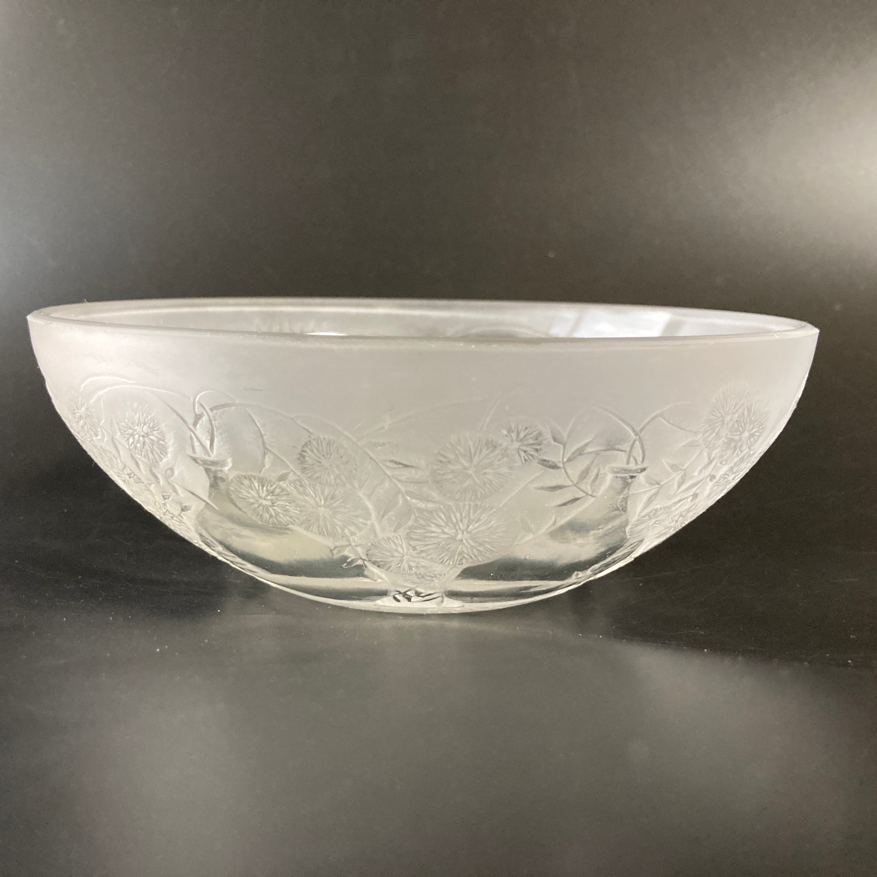 R.LALIQUE ルネ・ラリック 「花瓶とヒナギク」 文 硝子鉢 ボウル