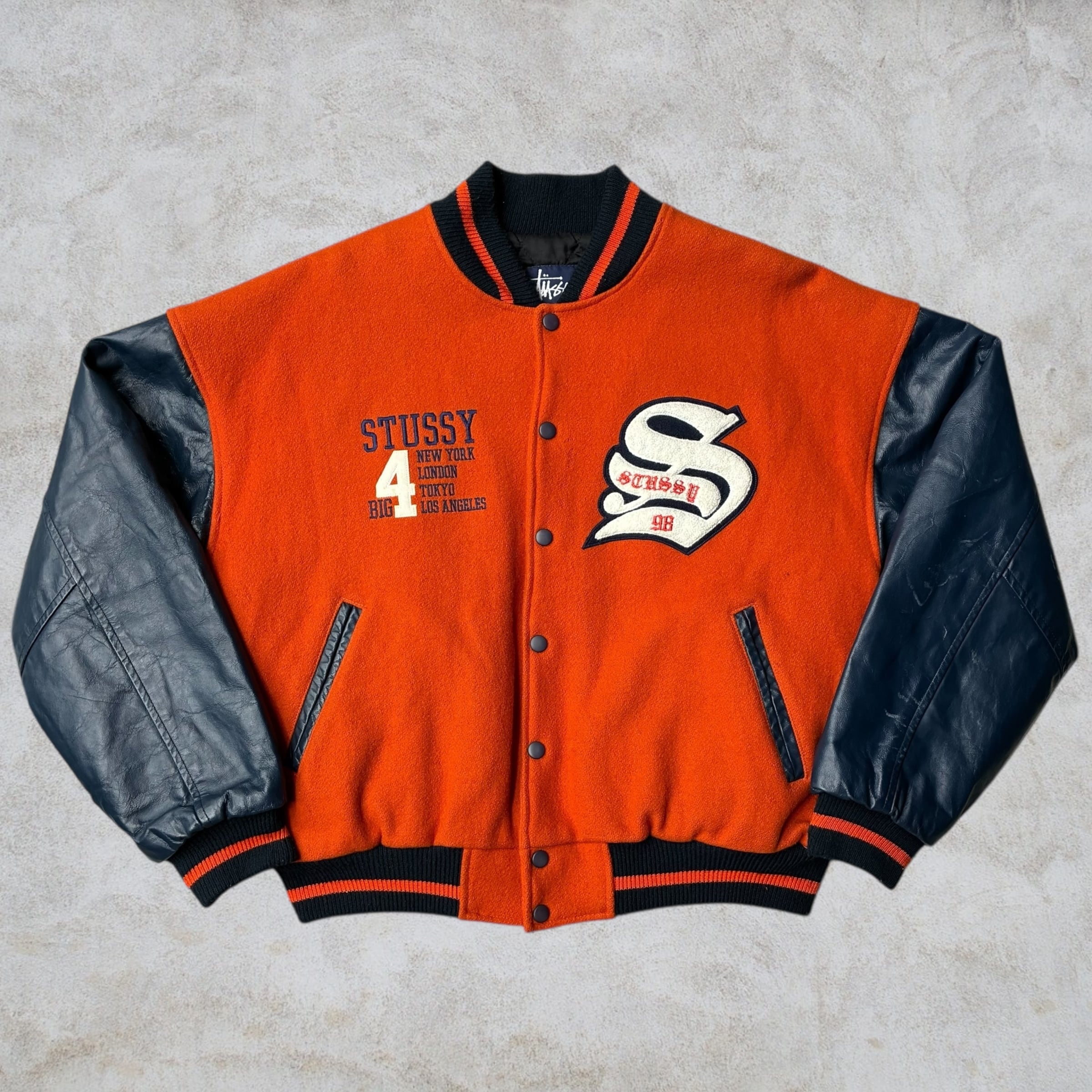 Special!!】90's old stussy Varsity Jacket “BIG 4” “スタジャン