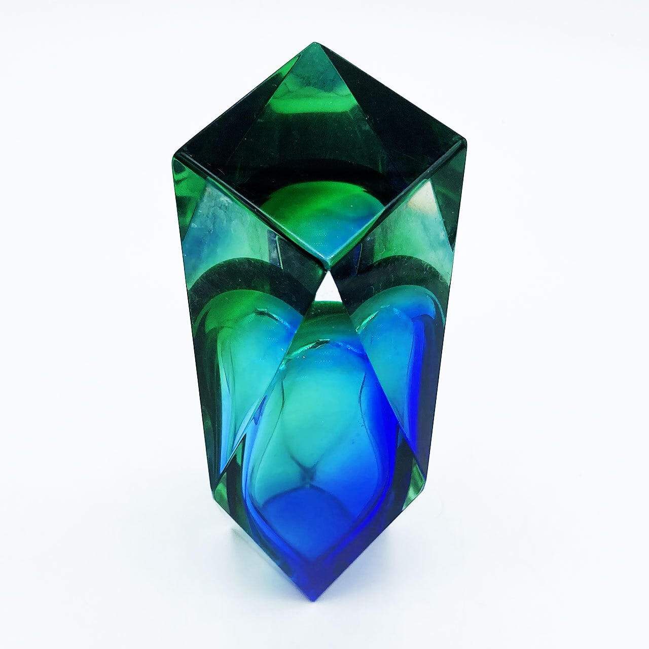 ヴェネチアガラス ムラノ SOMMERSO 花瓶 一輪挿し ブルー グリーン