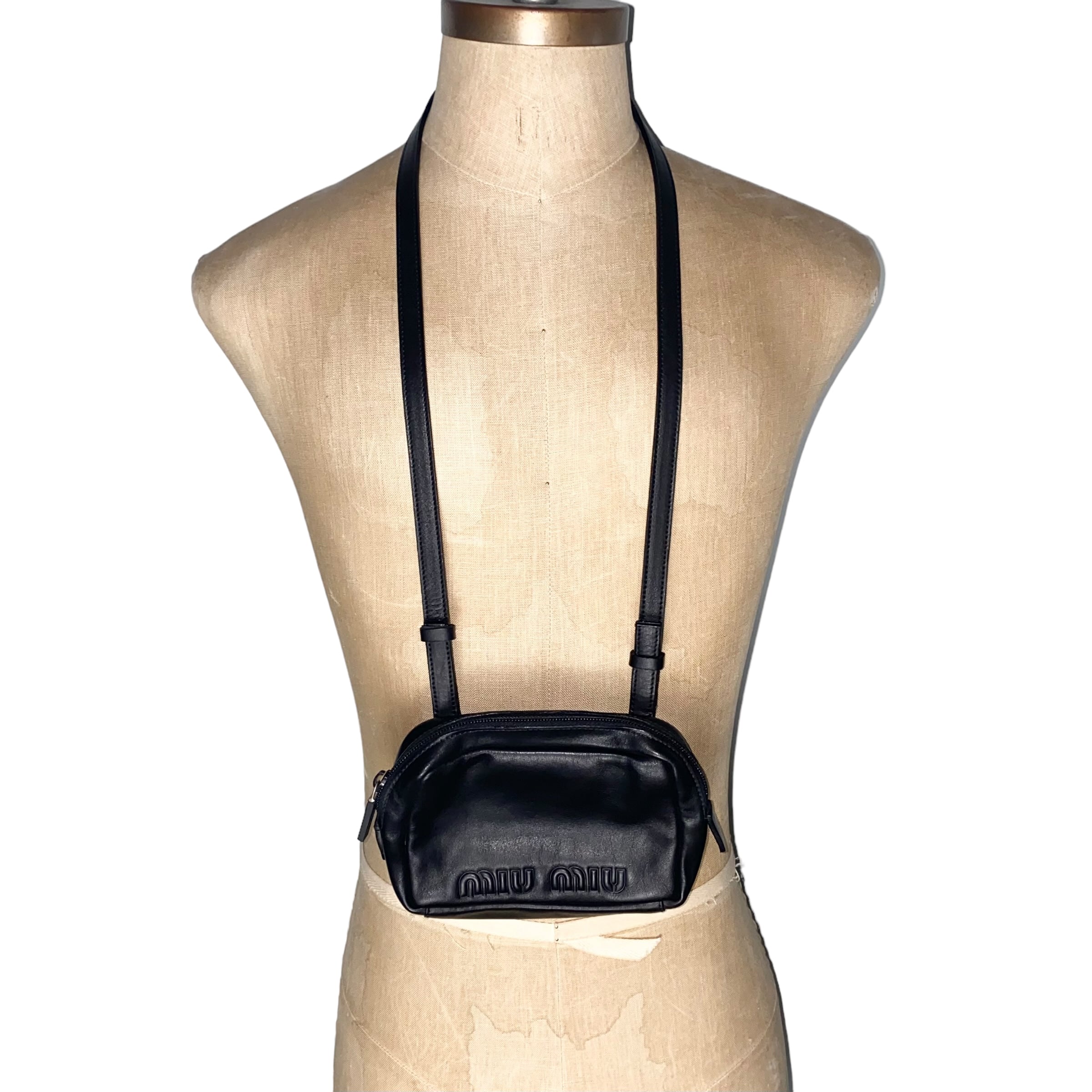 archive MIU MIU mesh × leather docking body bag | NOIR ONLINE