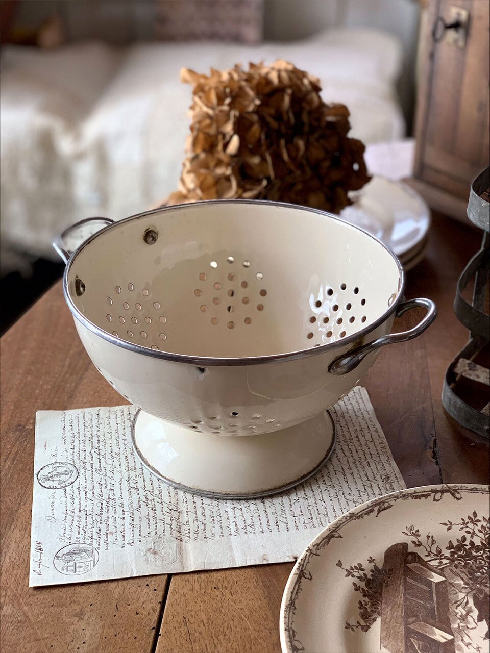 ホーロー白コランダー エナメル 琺瑯 | Brocante de La Cocotte