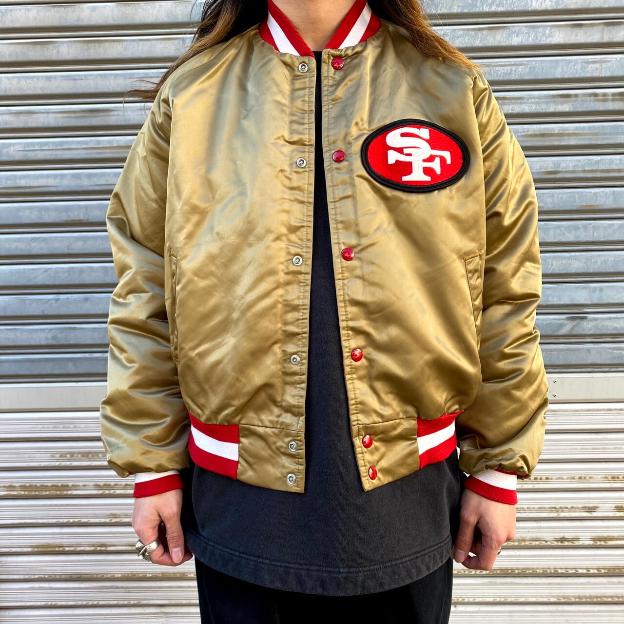 90年代 スターター NFL 49ers ナイロンスタジャン メンズL 古着 USA製