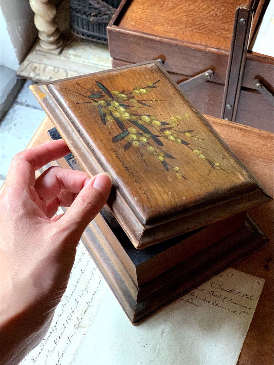 モシュリンヌ Mauchline 木箱LL ミモザ ジュエリーボックス | Brocante