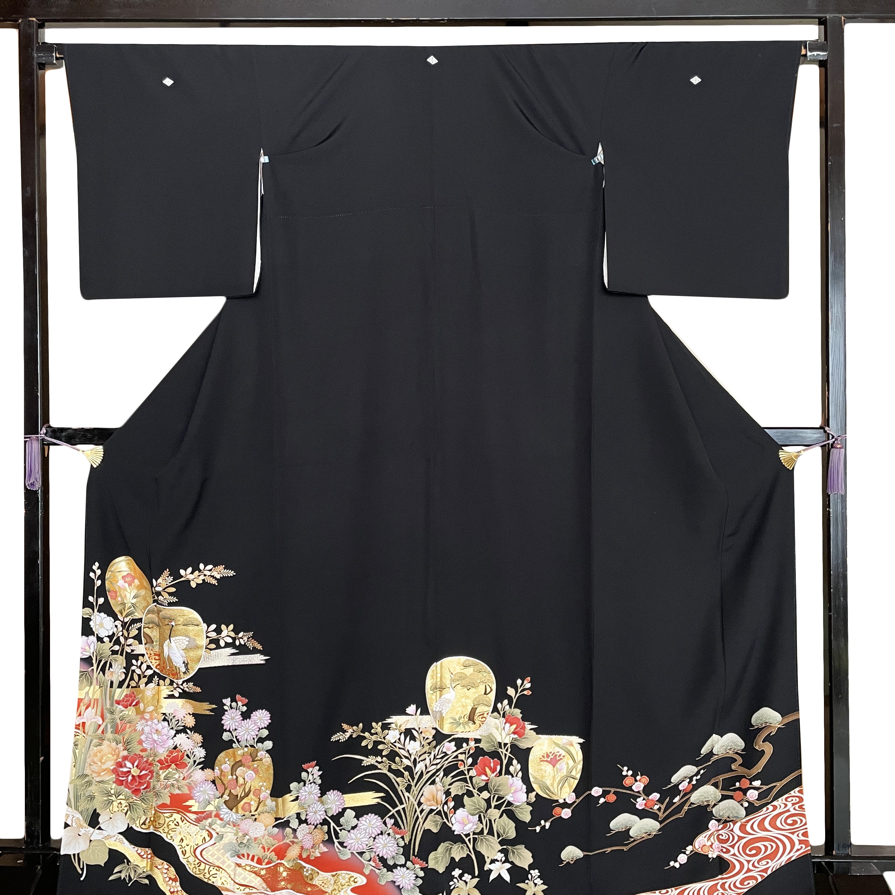 kuro17】ハイクラス黒留袖レンタル【高級加工品】正絹 豪華金彩と友禅