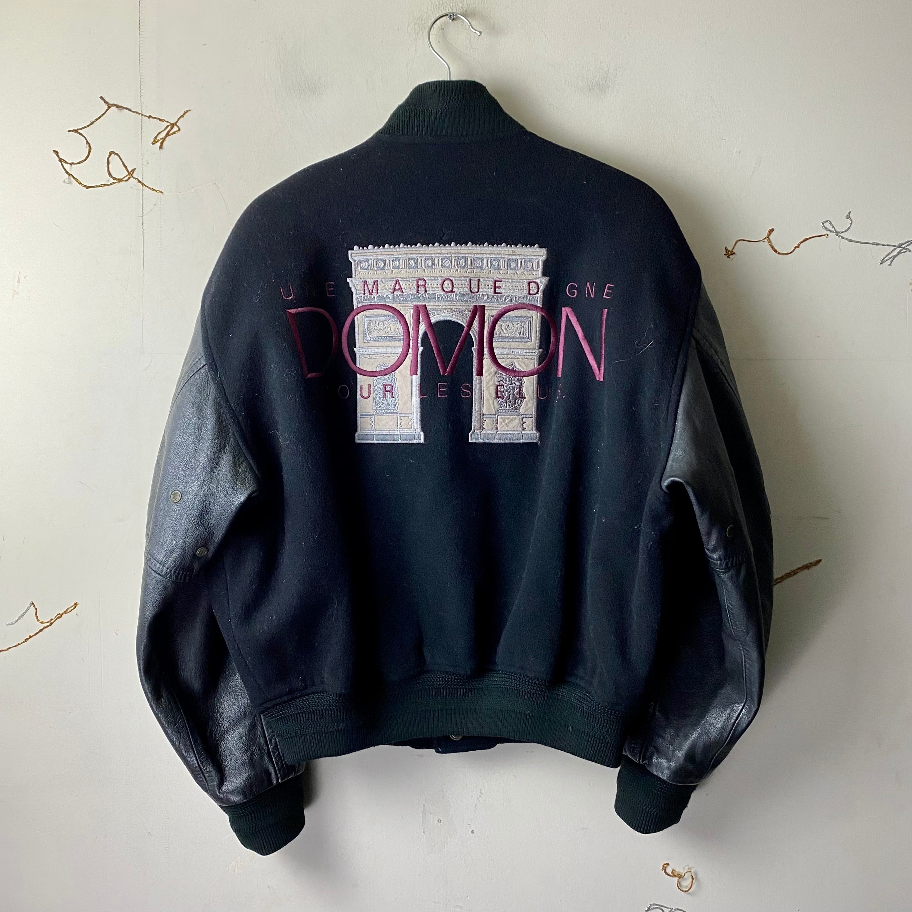 vintage DOMON leather sleeves all black blouson | NOIR ONLINE