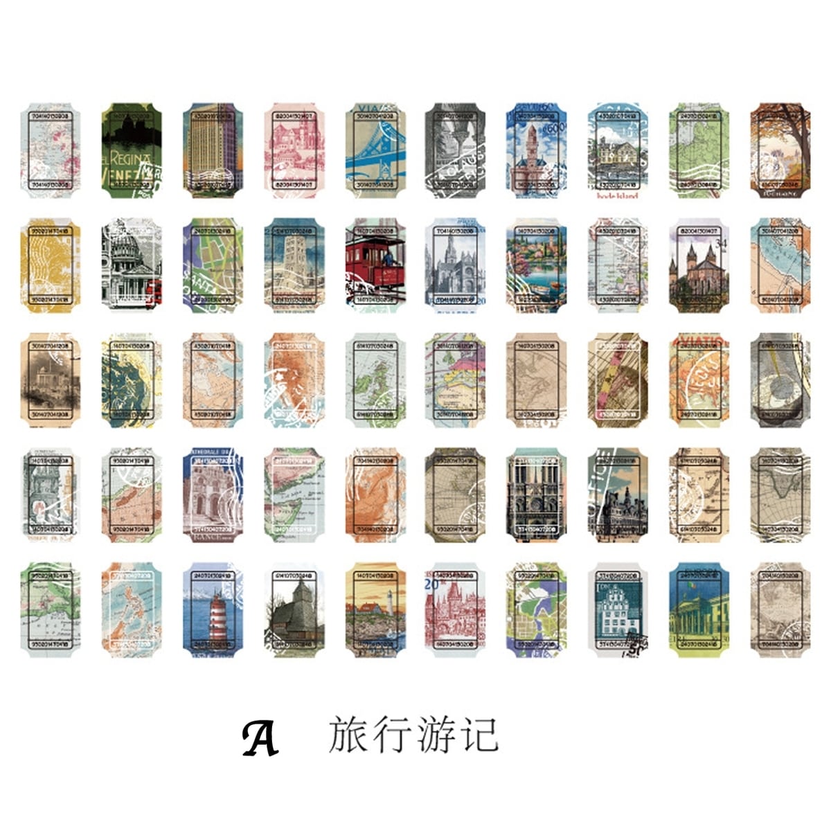 H19 ヴィンテージ風 ミニカード 紙もの 素材紙 全8種 大容量 100枚