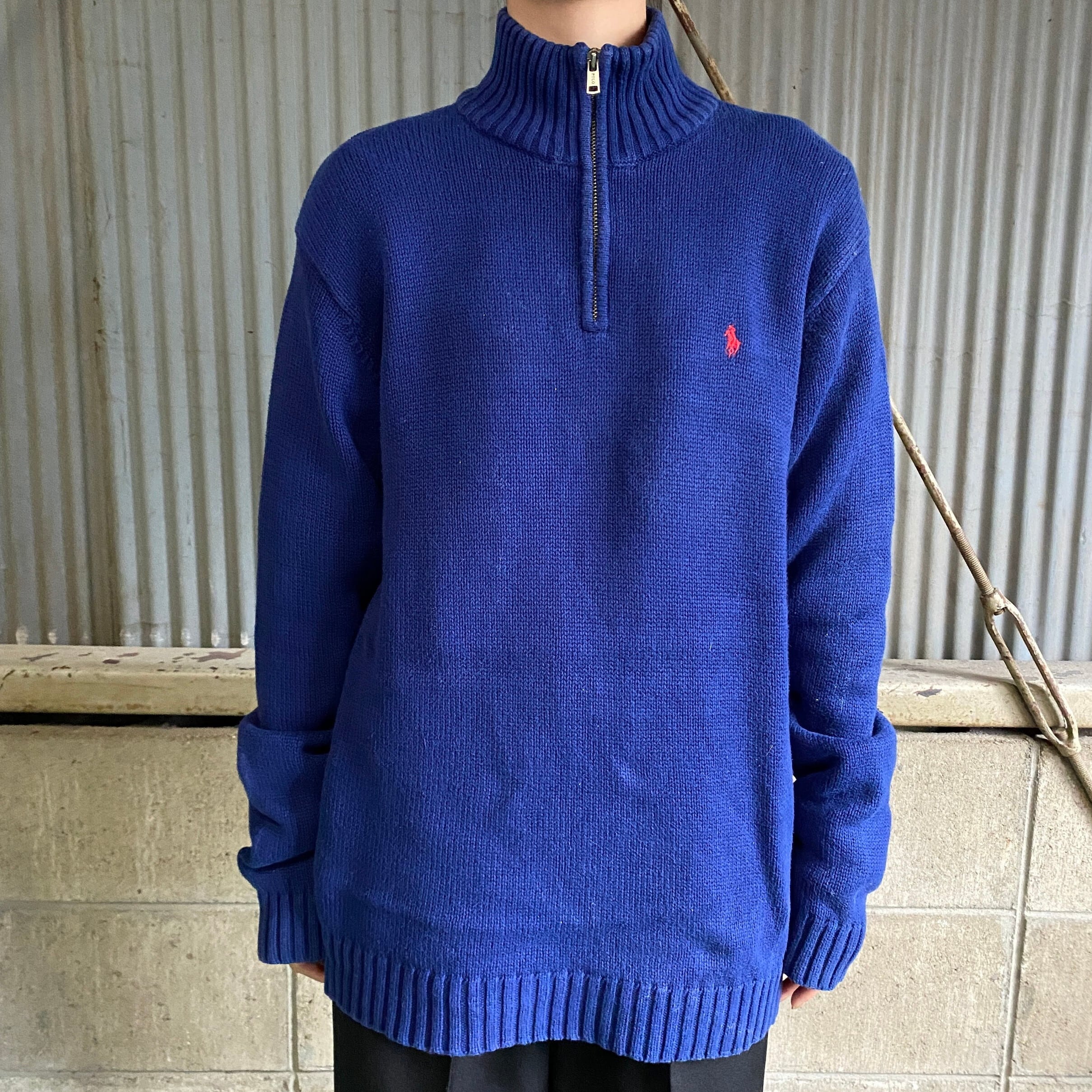 日本製 ポロバイラルフローレン フルジップ コットンニットセーター
