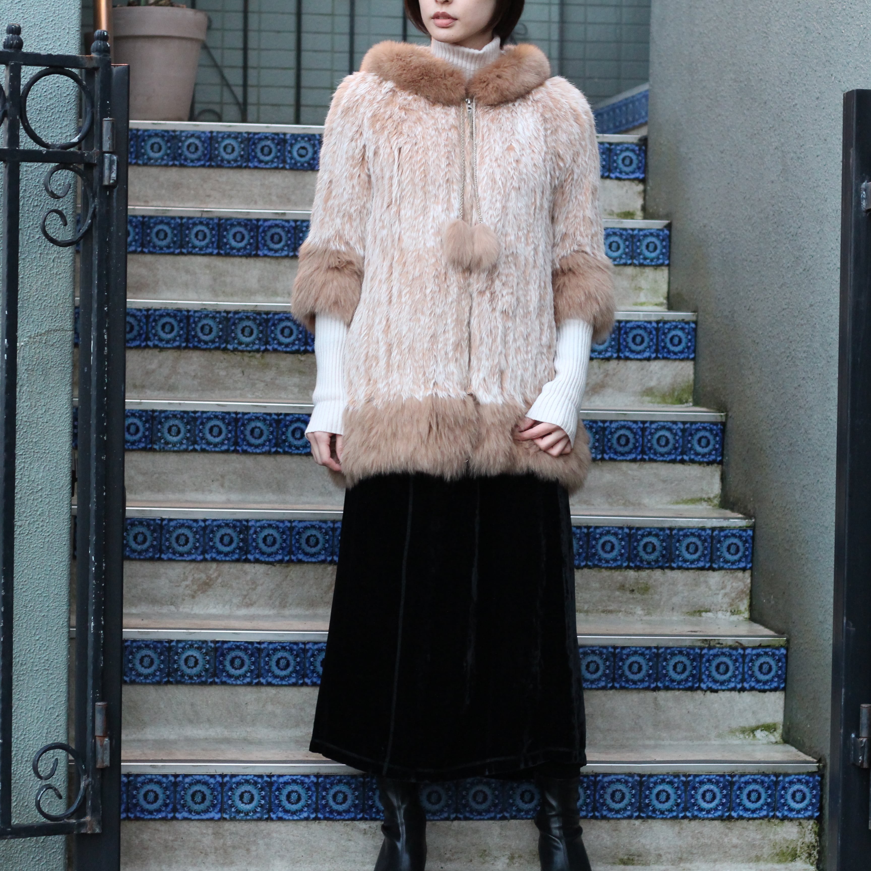 DIAGRAM GRACE CONTINENTAL RABBIT FOX FUR ZIP COAT/ダイアグラム