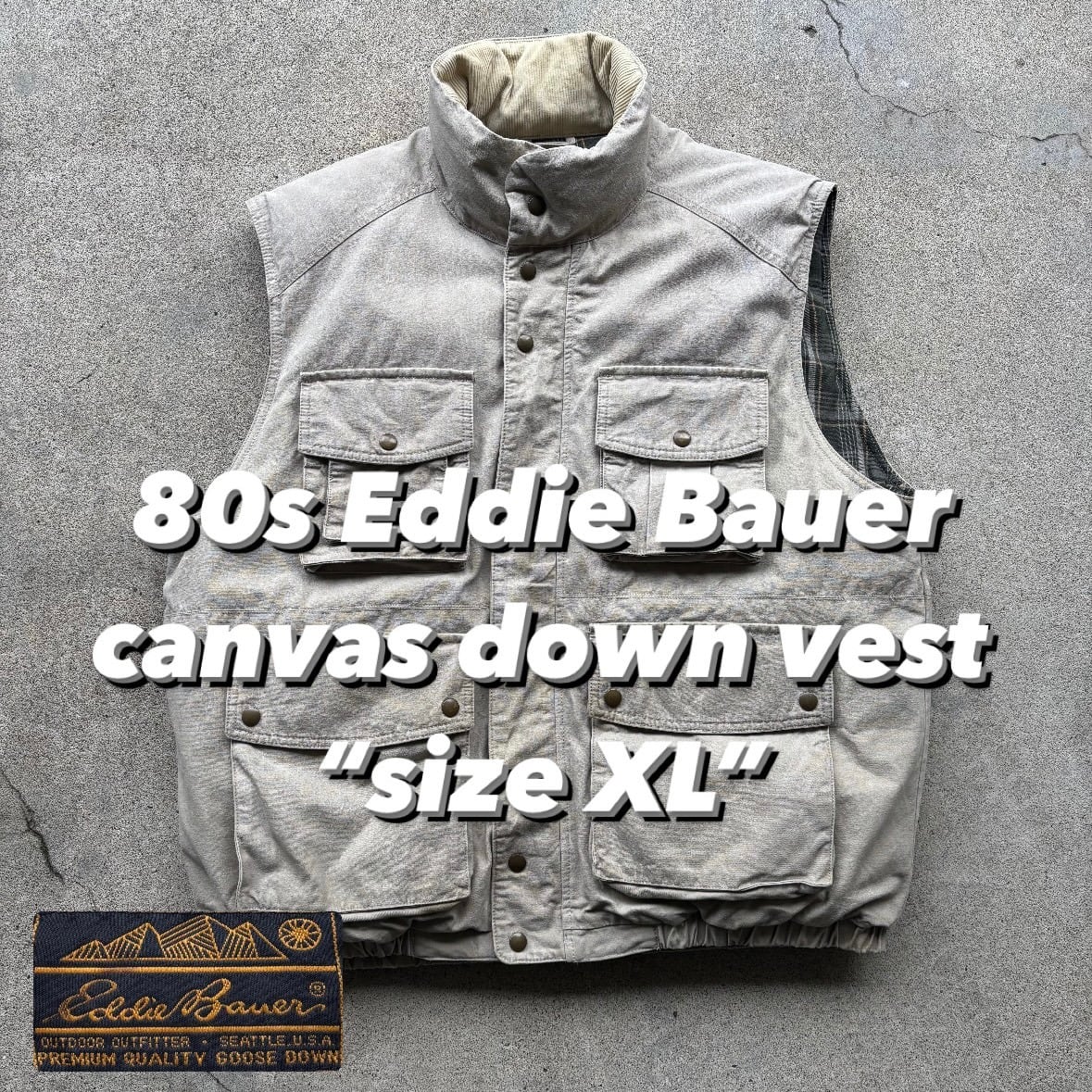 80s Eddie Bauer canvas down vest “size XL” 80年代 エディバウアー