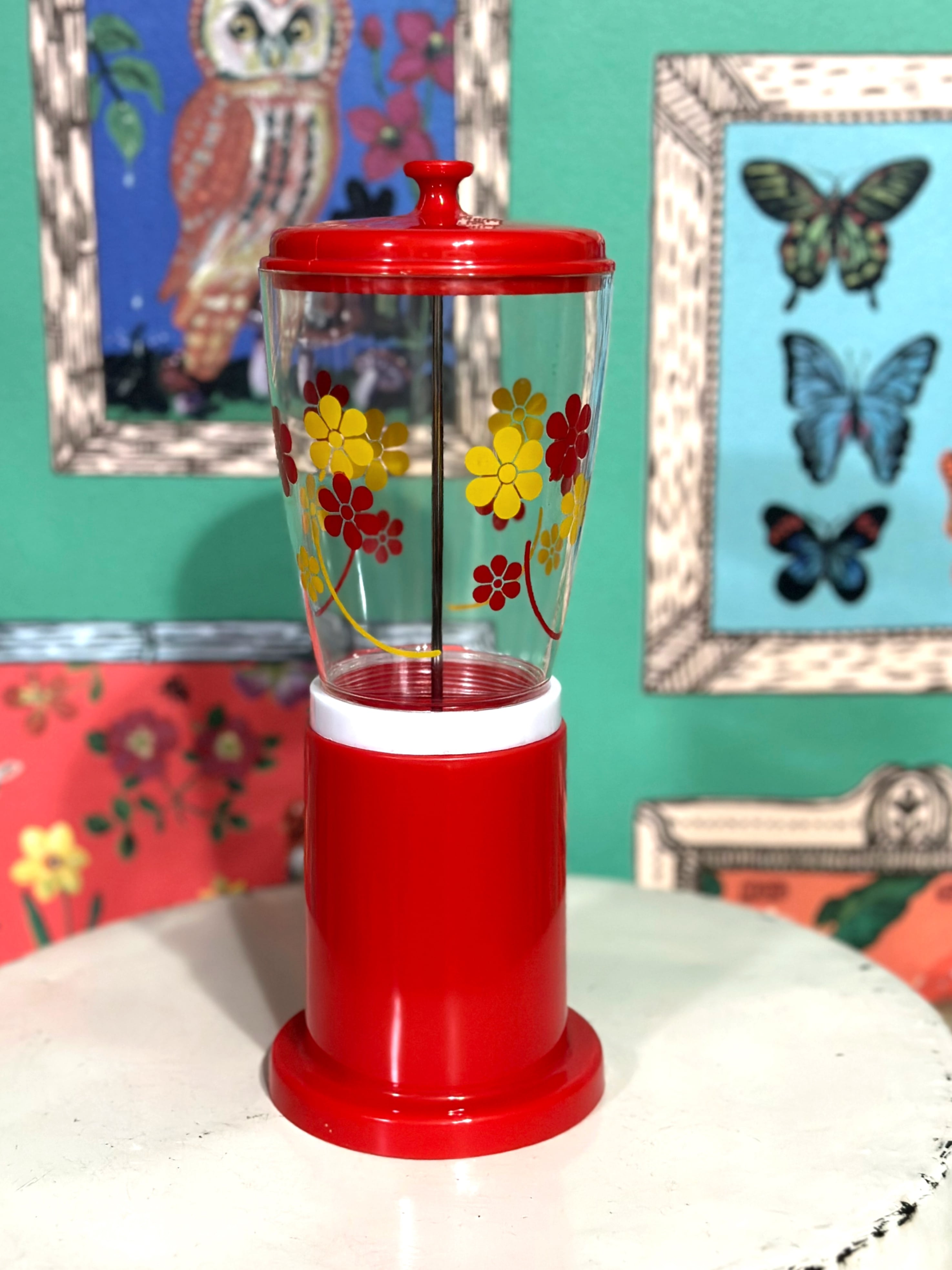 昭和レトロポップ ☆トーワ箸立て☆ 1号丸 花柄 赤｜トーワ