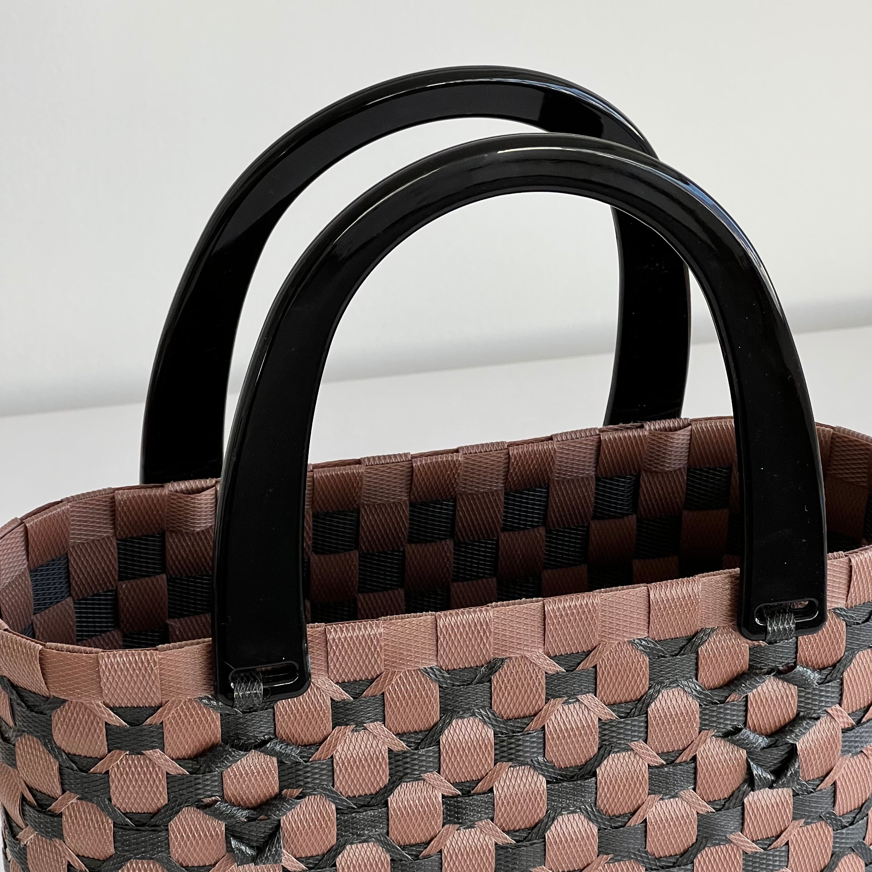 受注製作】プラカゴ バッグ miniロングサイズ/A5 miniL-140 こげ茶*黒