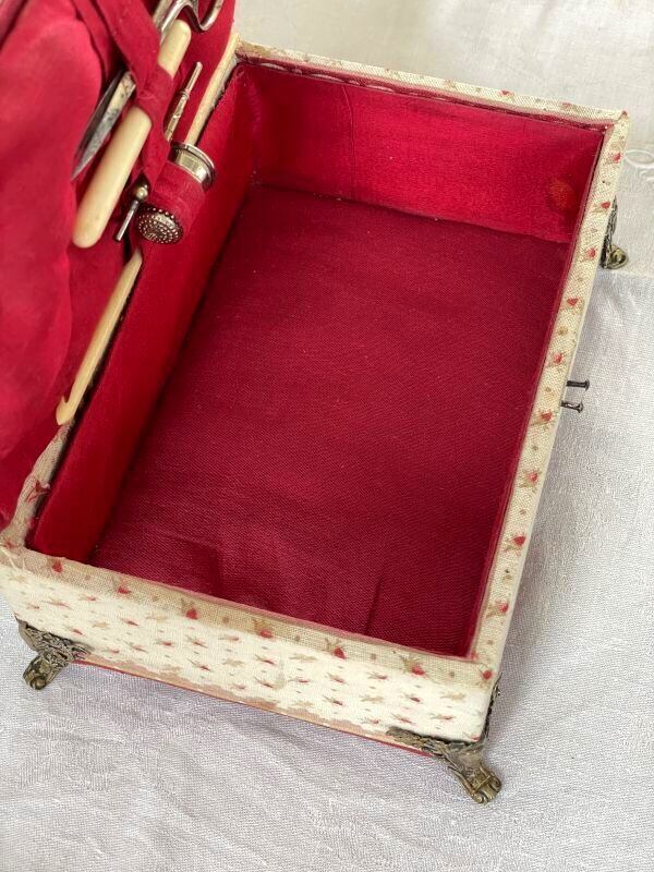 フランス アンティーク カルトナージュ 裁縫箱 ソーイングセット