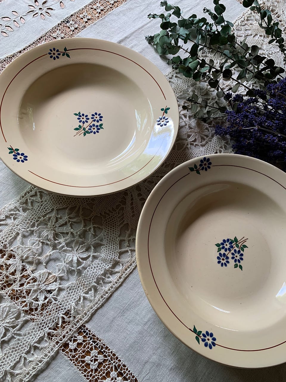 青い花のスープ皿 【2枚セット】GENEVIEVE | Brocante de La Cocotte