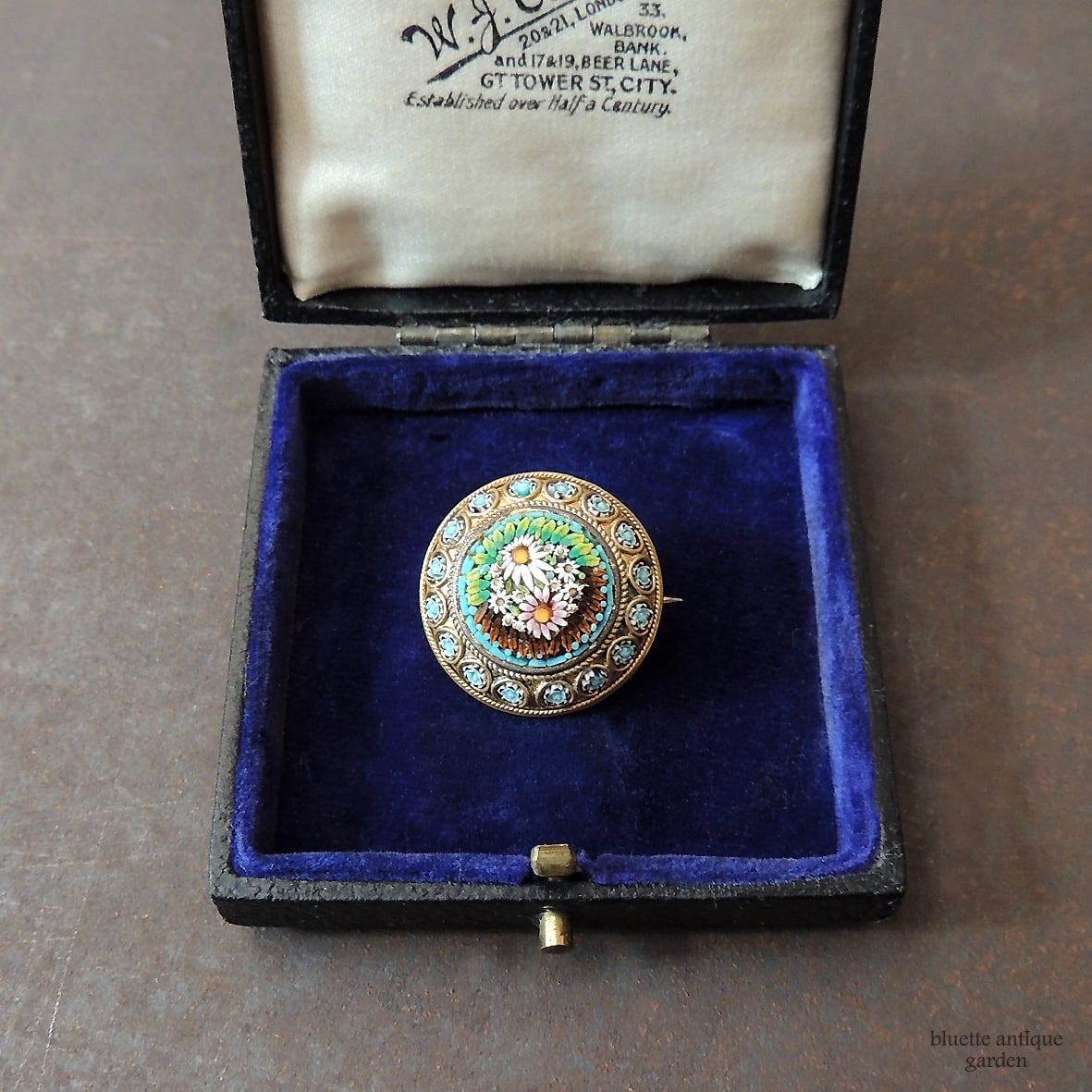 イタリアアンティーク マイクロモザイク ブローチ【マー ガレット