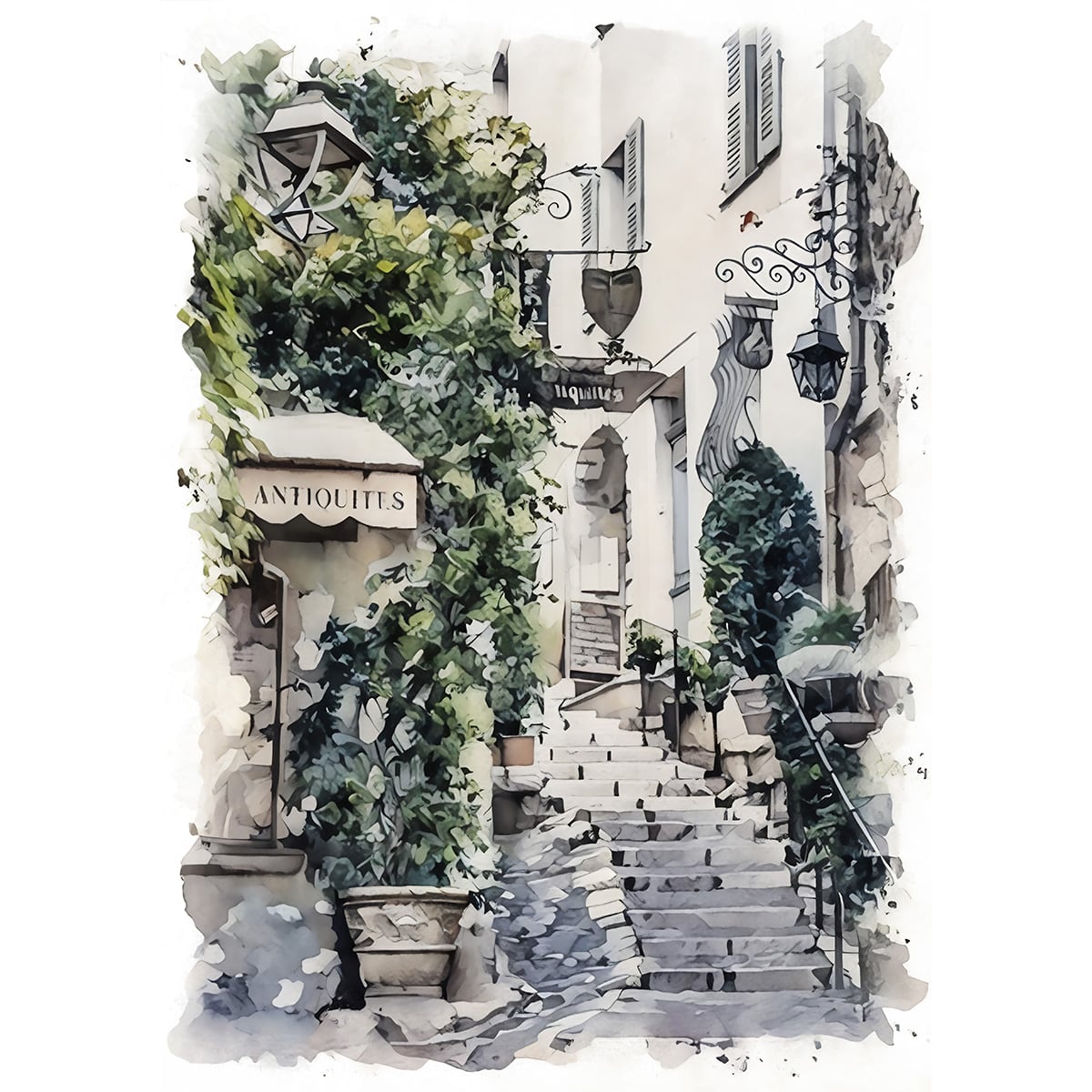 油絵 フランスの街並み ヴィンテージ 油絵 フランスの街並み