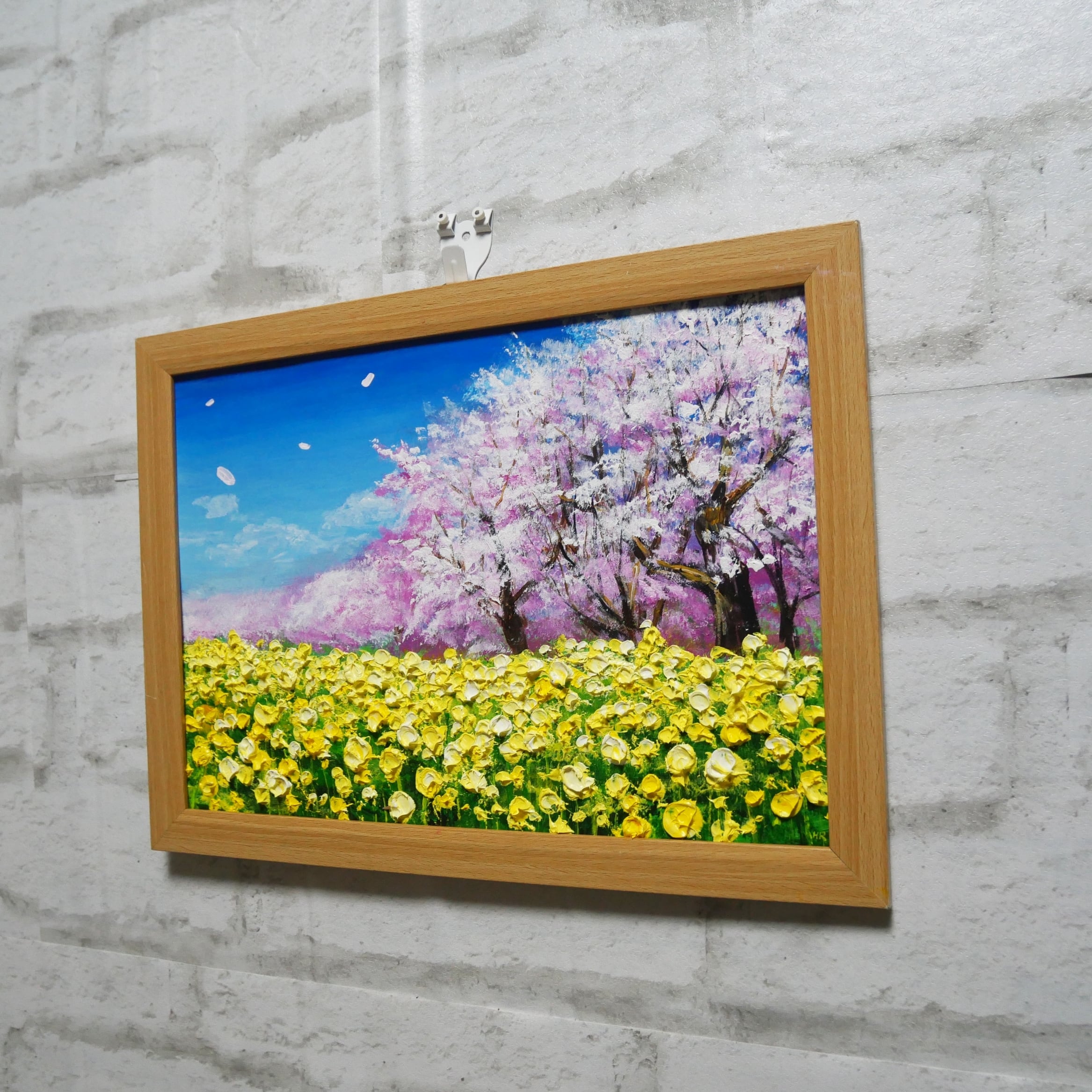 油絵 油彩 油彩画 絵 絵画 【菜の花と桜】 | HIROSHI1990