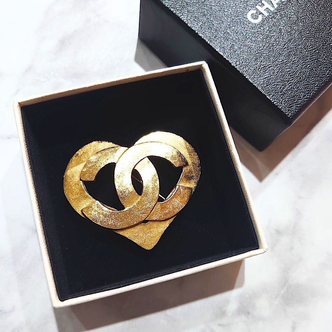 CHANEL シャネル ブローチ ココマーク ハートモチーフ ゴールド