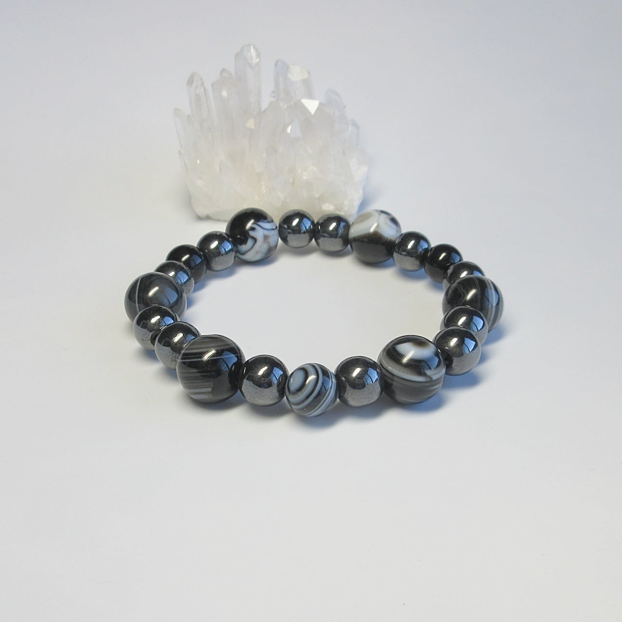 メンズ】魔除け・目標達成のお守りに☆天眼石×ヘマタイトブレスレット