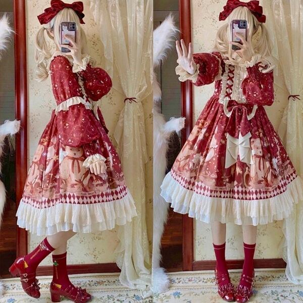 ロリータ メルヘン柄 リボン ワンピース 長袖 | ChouChou