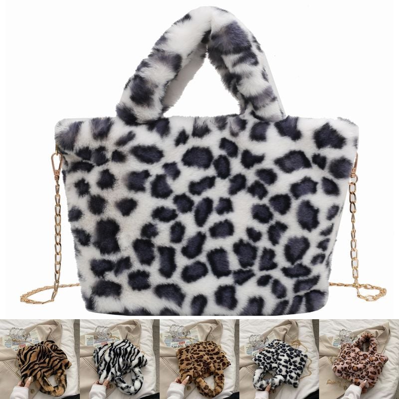 ゼブラ柄 レオパード柄 ファーバッグ ハンドバッグ トートバッグ