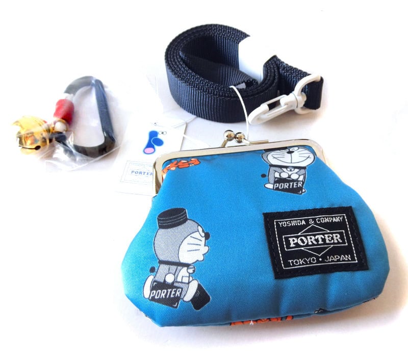 ドラえもん×PORTER コラボ がま口財布 +ストラップ・鈴付きカラビナ