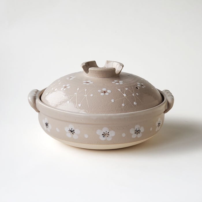 土鍋 9号 直火専用 小梅志野 4〜5人用 日本製 おしゃれ 萬古焼 花柄