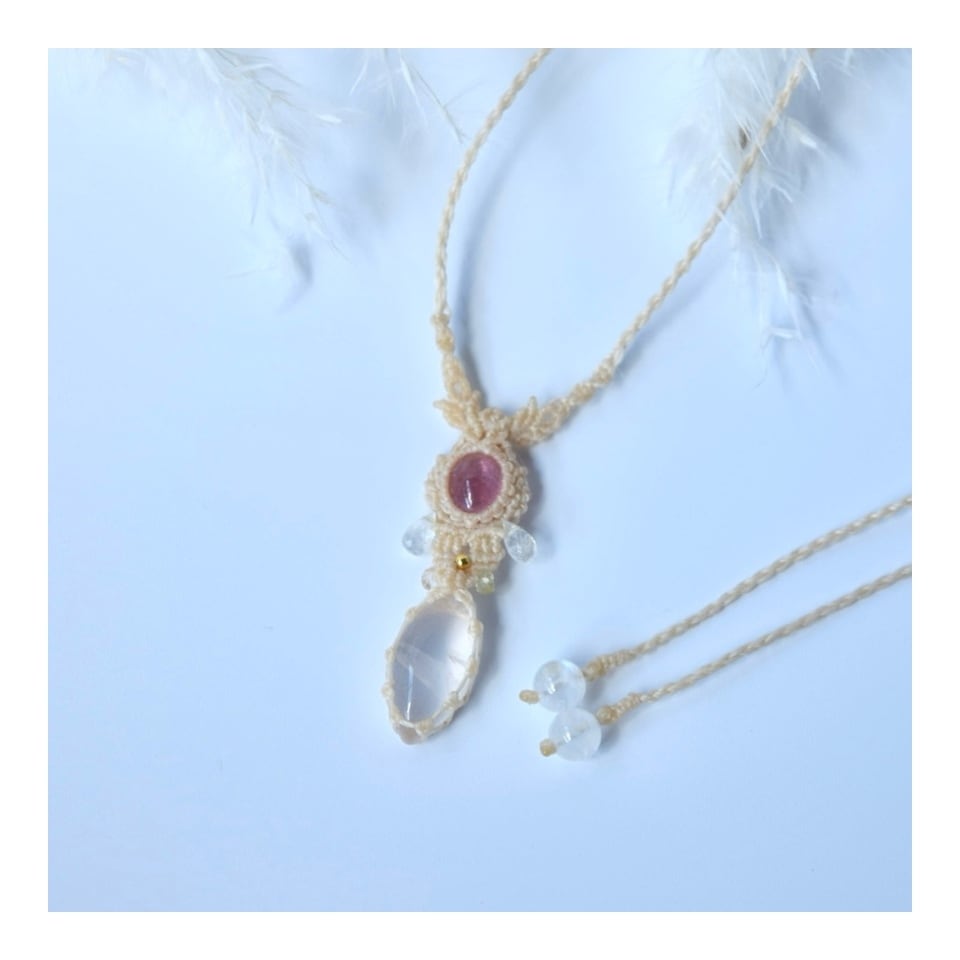 マクラメ編み § ピンクトルマリン＆ローズクオーツ § マクラメ