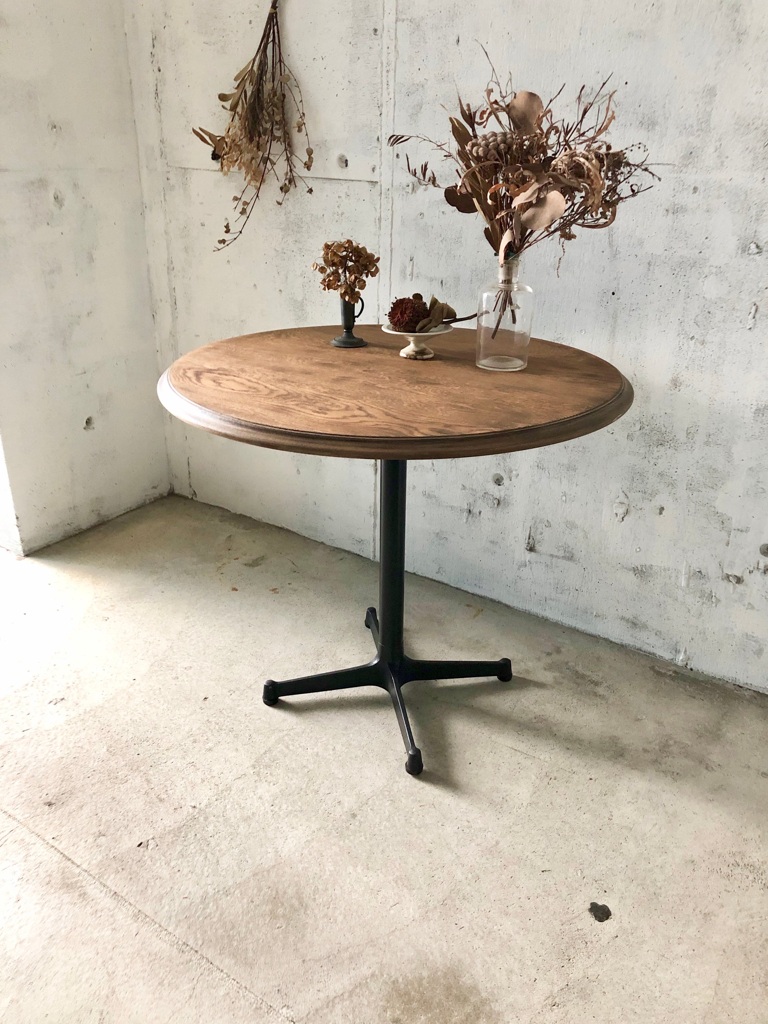 古材×鉄脚のラウンドテーブル［古家具］ | giraffes craft