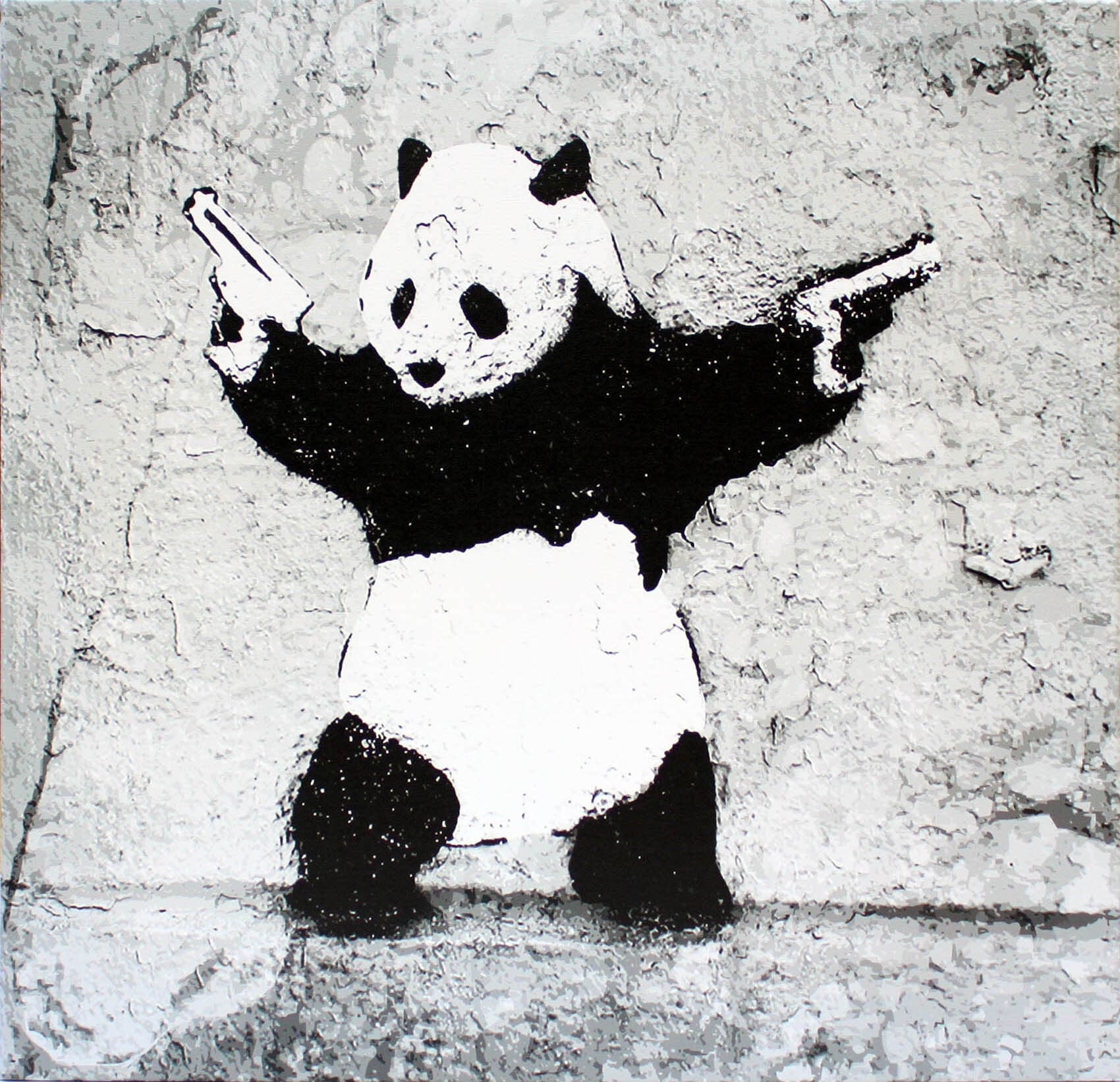 バンクシー「パンダ ガンズ/Panda With Guns」展示用フック付き