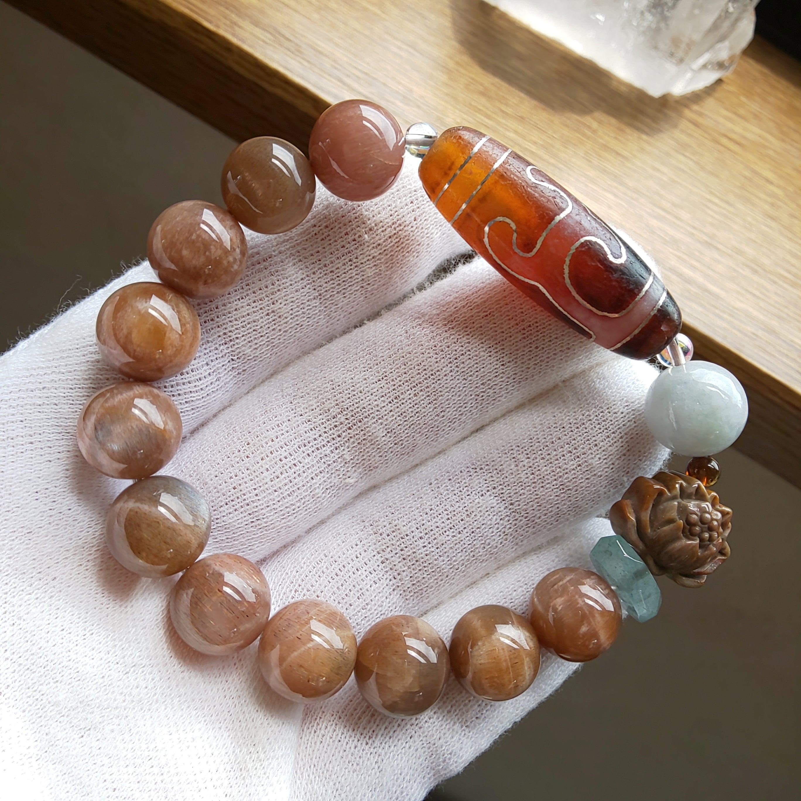 金線】緑度母天珠 ブレス | 天然石 〜言霊〜 楓