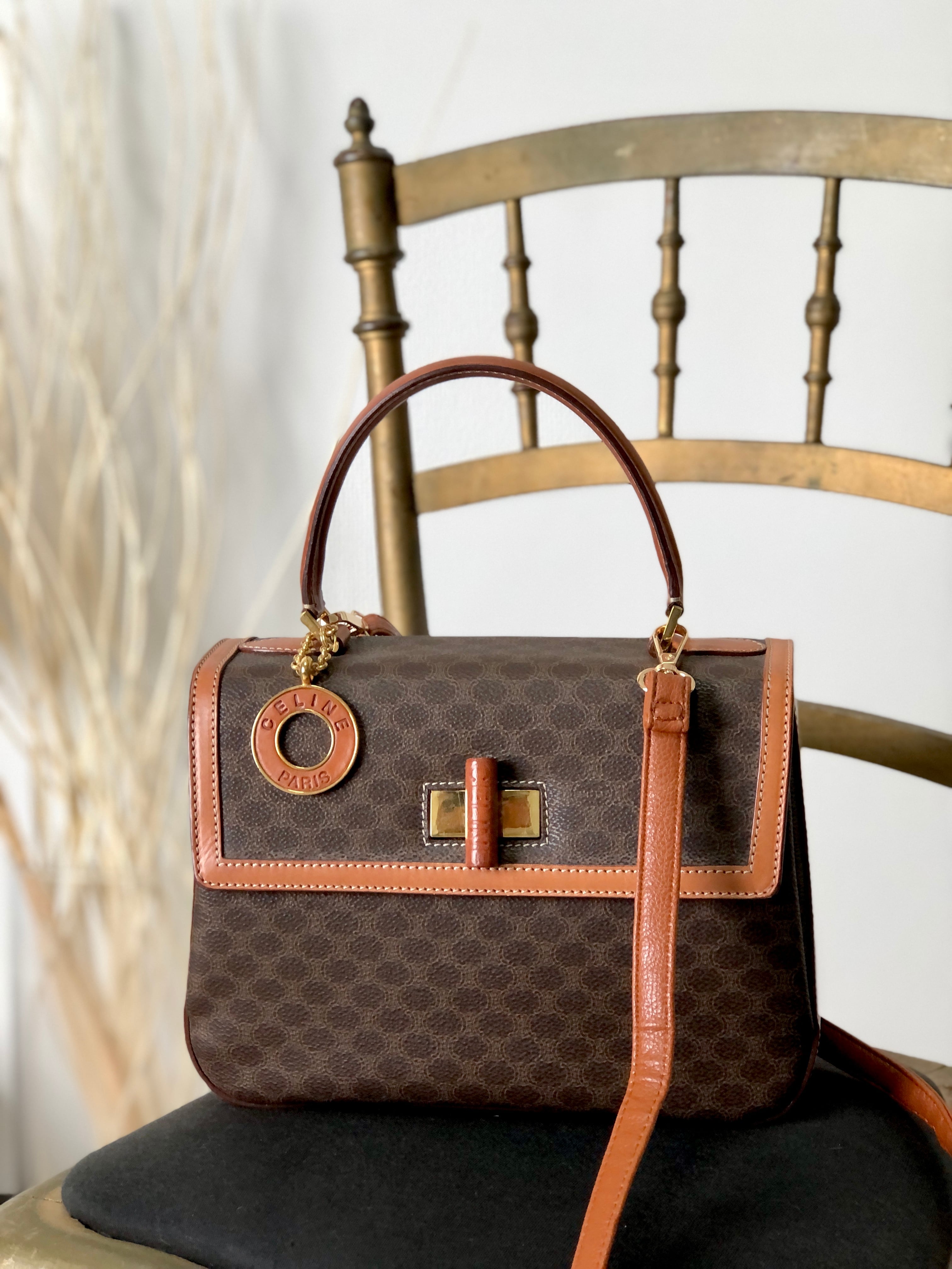 CELINE セリーヌ マカダム ターンロック チャーム レザー 2way