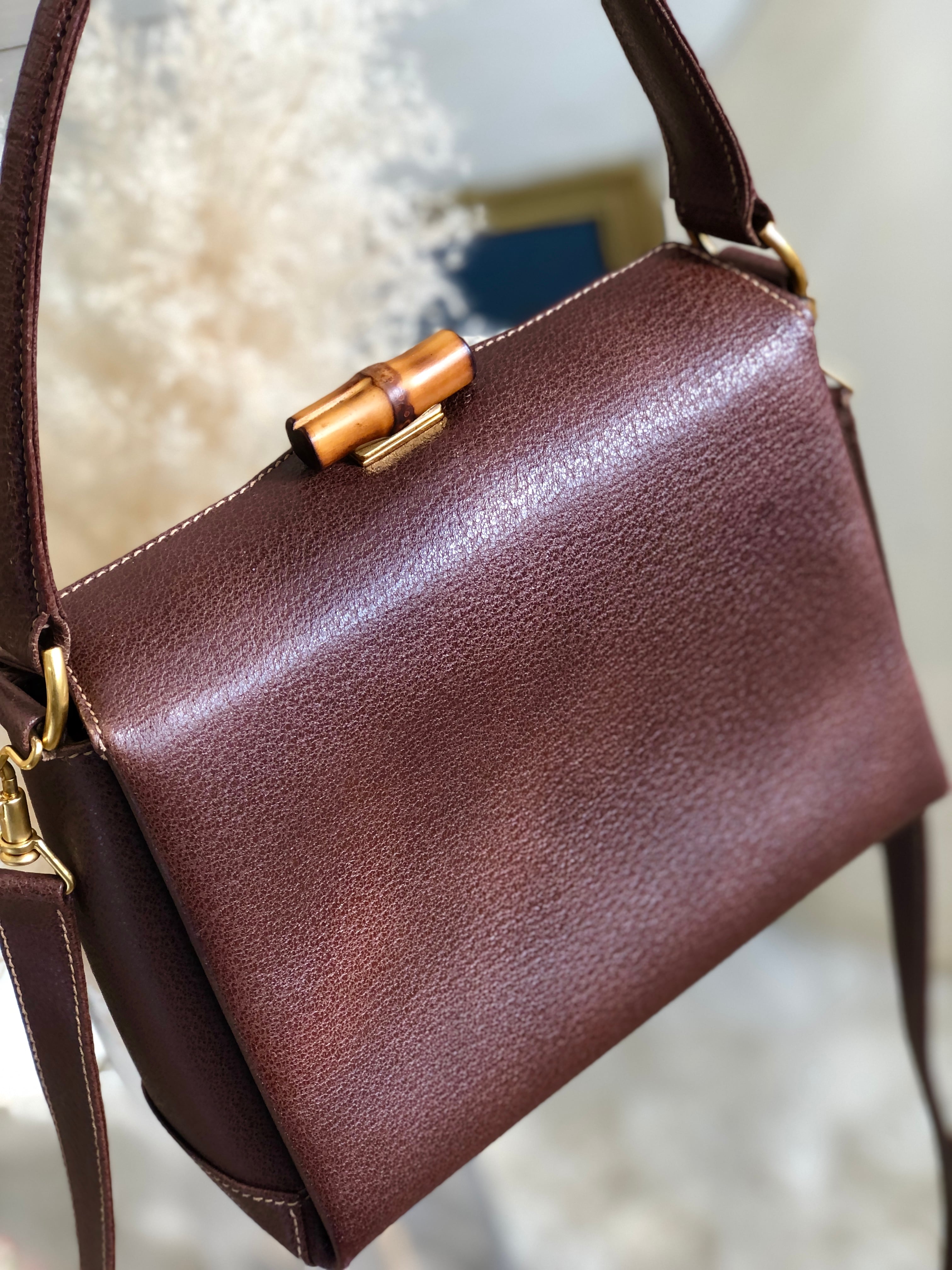 GUCCI グッチ バンブー ターンロック レザー 2way ショルダーバッグ