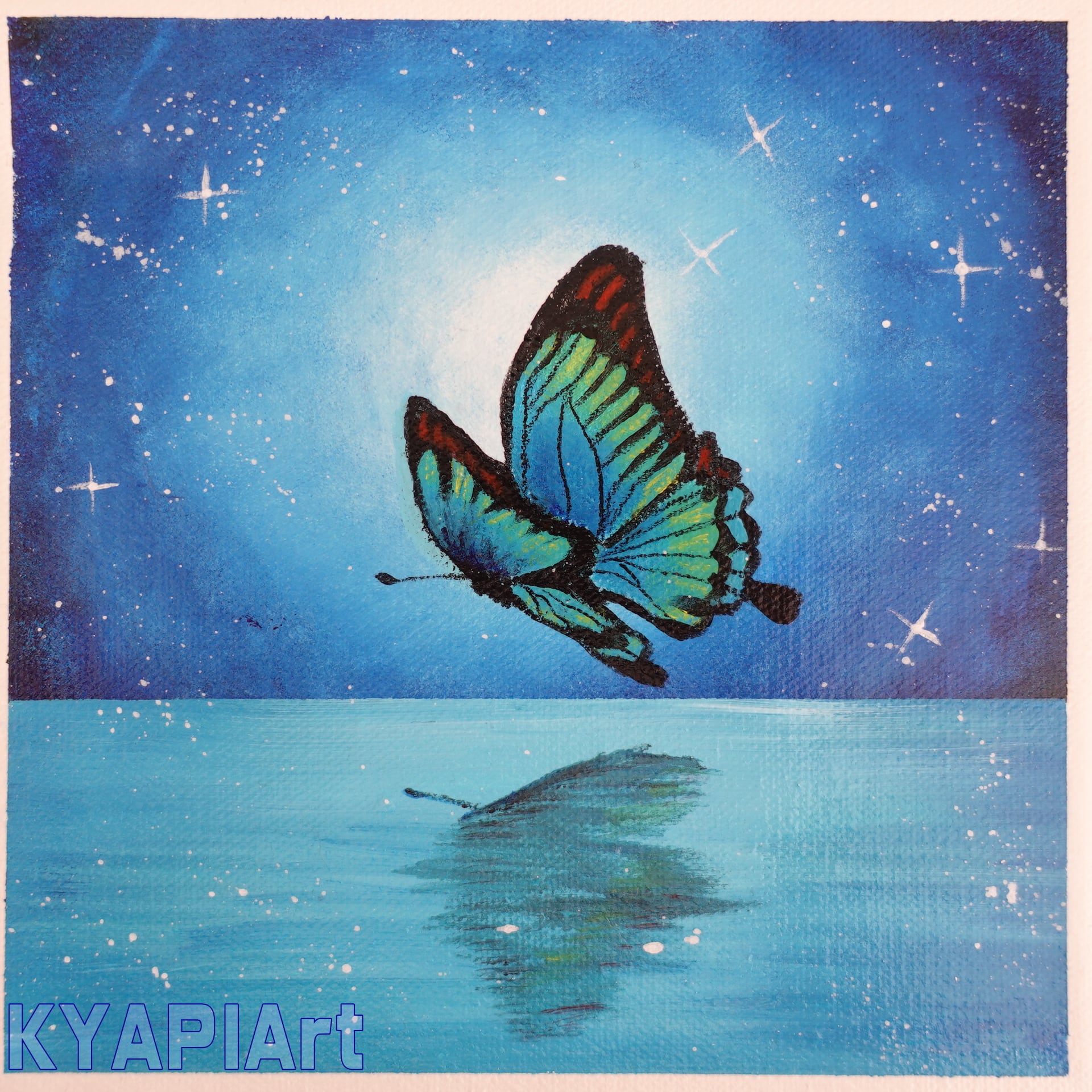 舞う蝶【アクリル画】原画・イラスト 20×20センチ | Chopin Design