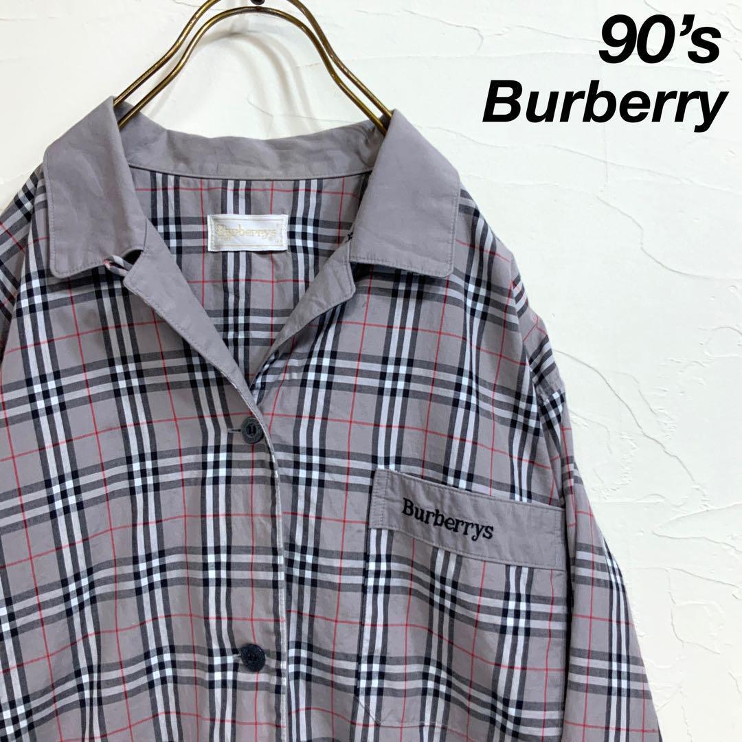 90's Burberry バーバリー ノバチェック プリズンシャツ グレー | 古着