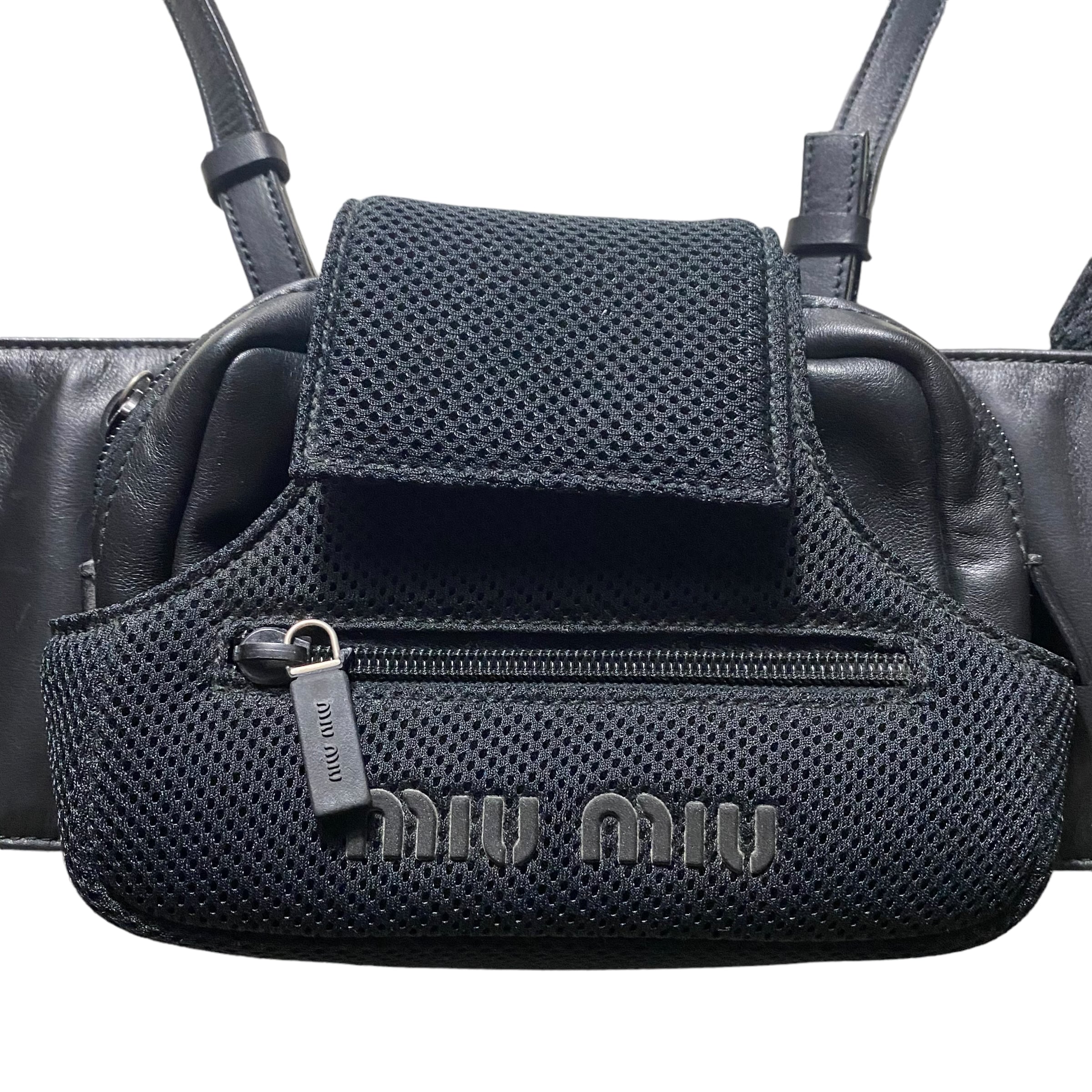 archive MIU MIU mesh × leather docking body bag | NOIR ONLINE