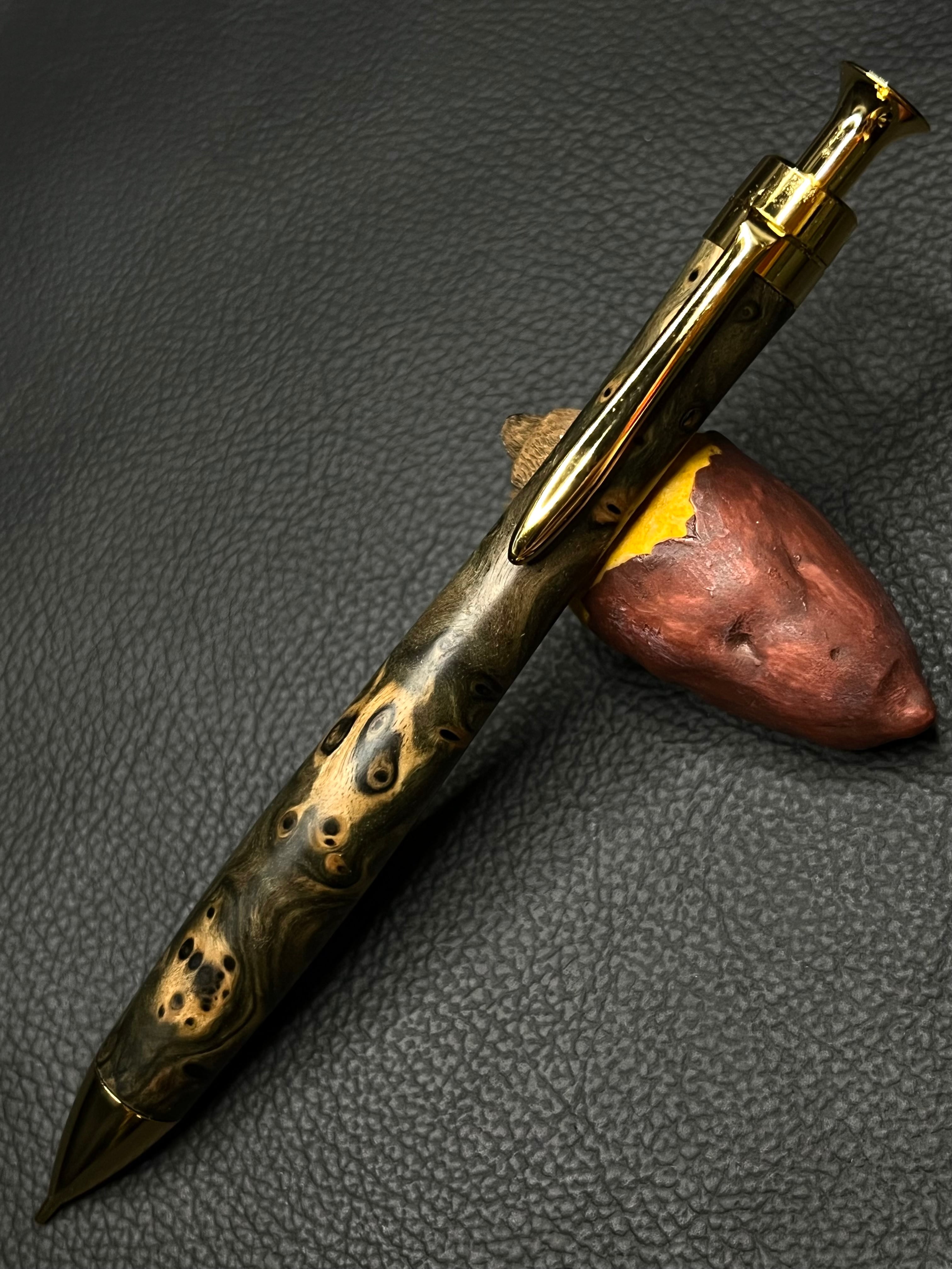 2 極上＋黒檀瘤 ゴールド0.5mmシャープペンシル | こぶた工房