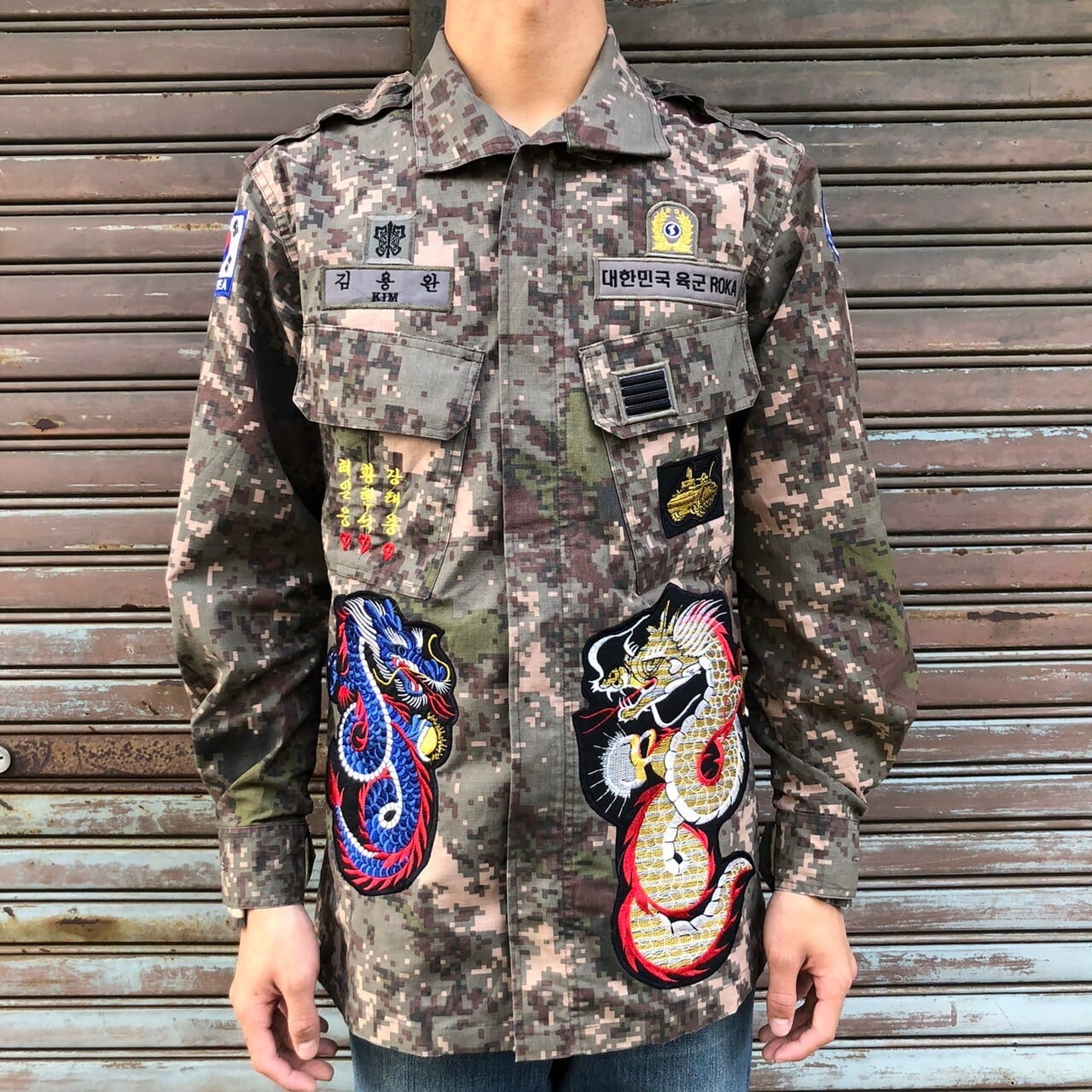 貴重なカスタム 韓国軍 実物 デジカモ 迷彩 フィールドジャケット