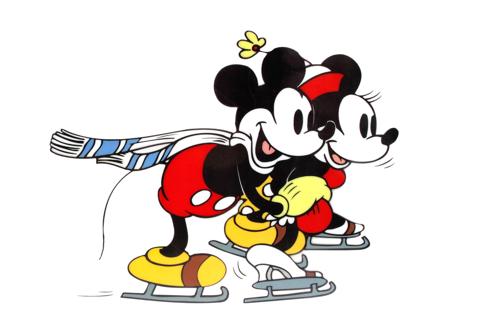 ディズニー セル画「氷上のミッキー&ミニー」額縁2種選択可 展示用