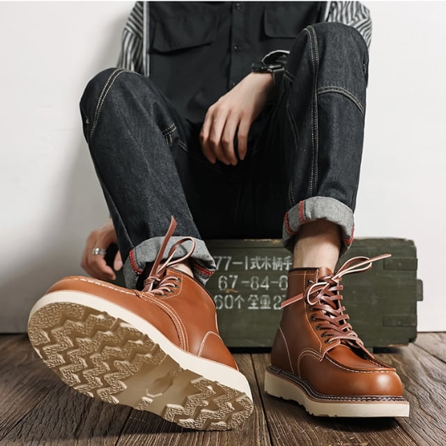 予約販売】ブーツ レザー 革靴 ハイカット メンズ 靴 ブラウン