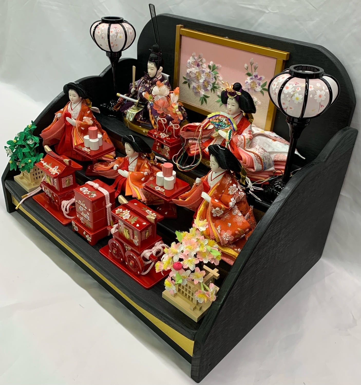 雛人形 桐台 三段飾り 豆親王 五人飾り ひな人形 ひな祭り 雛祭り 雛