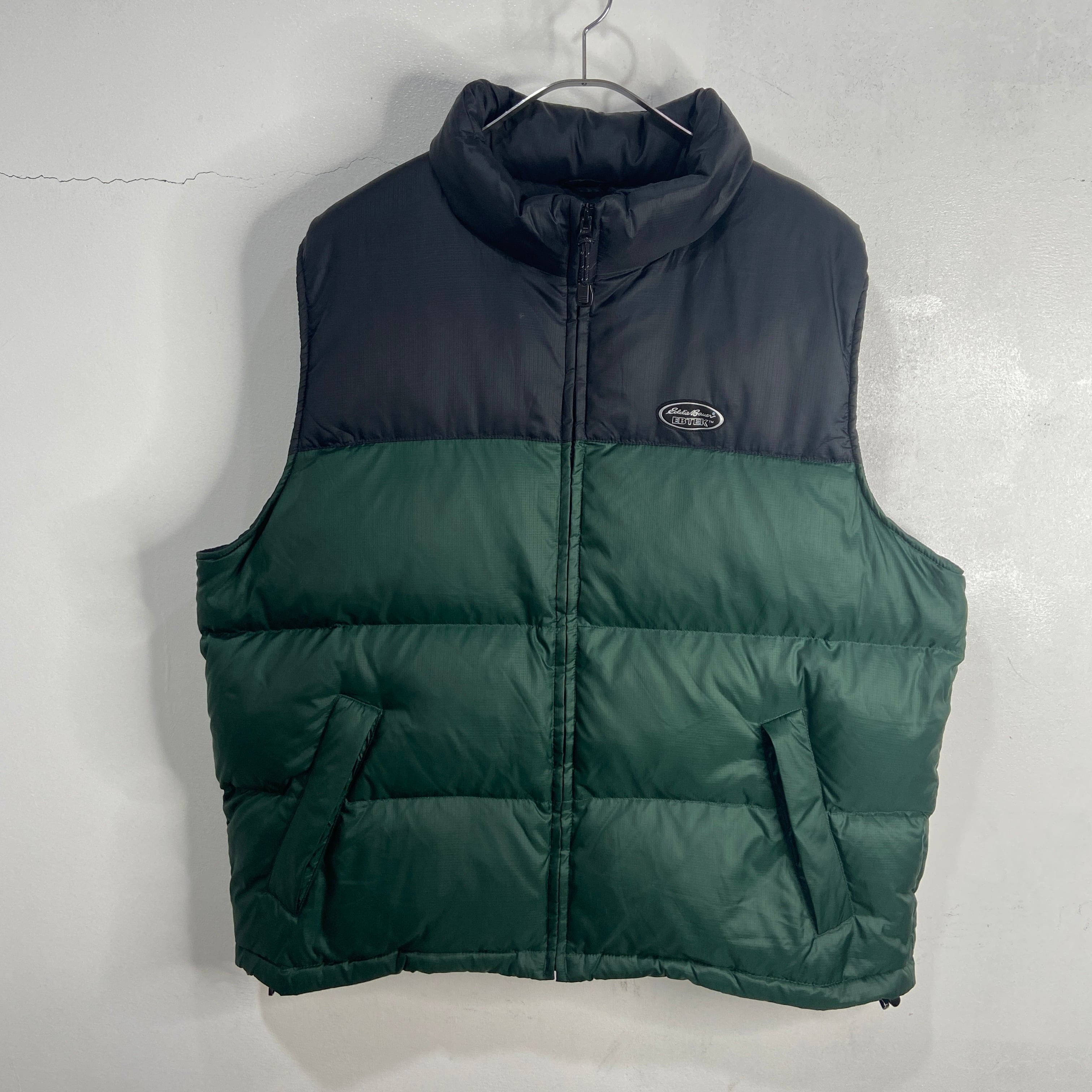90s Eddie Bauer EBTEK 切替ダウンベスト XL 緑黒 | 古着屋 Uan