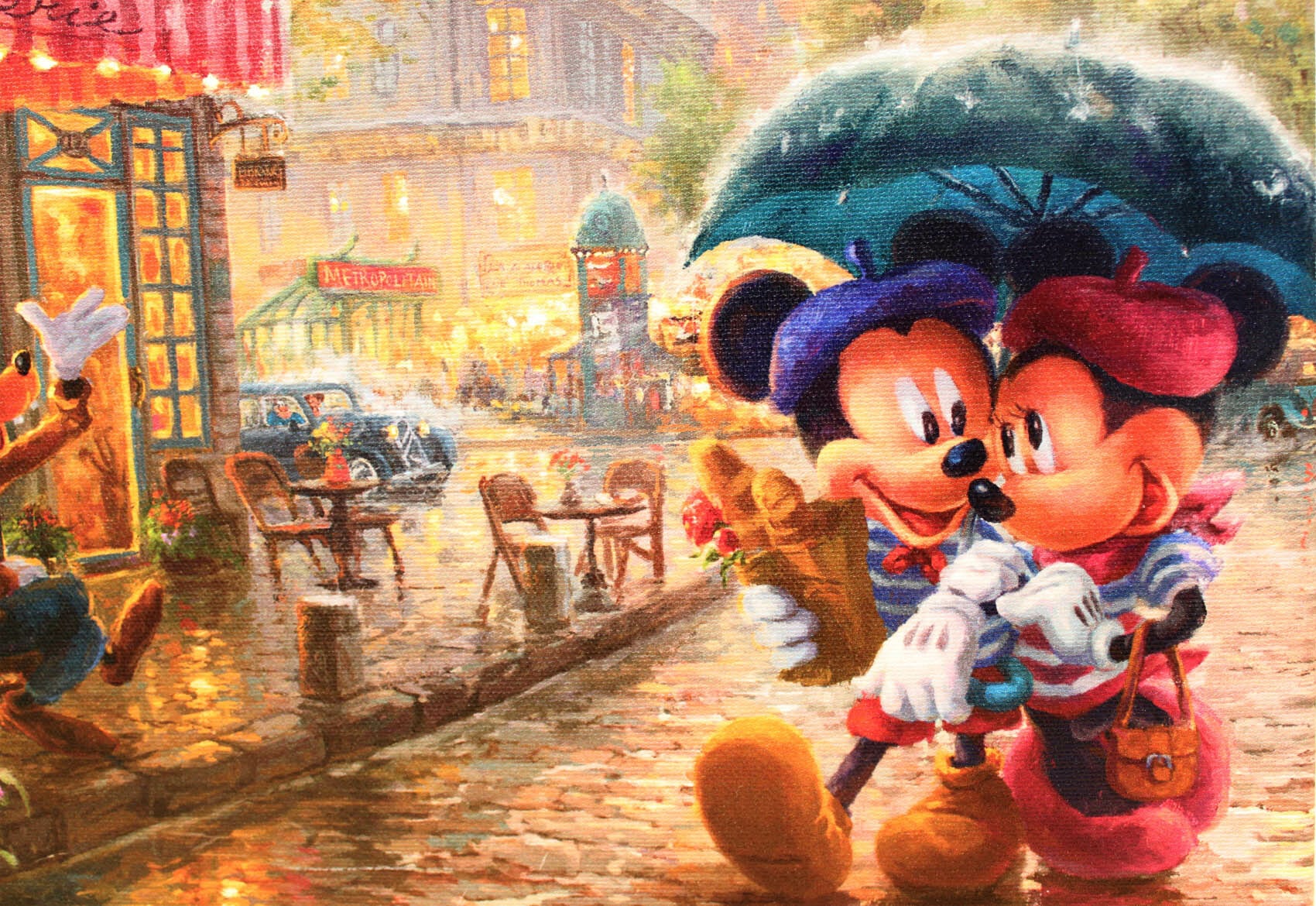 ディズニー絵画「ミッキー&ミニー/イン パリ」展示用フック付