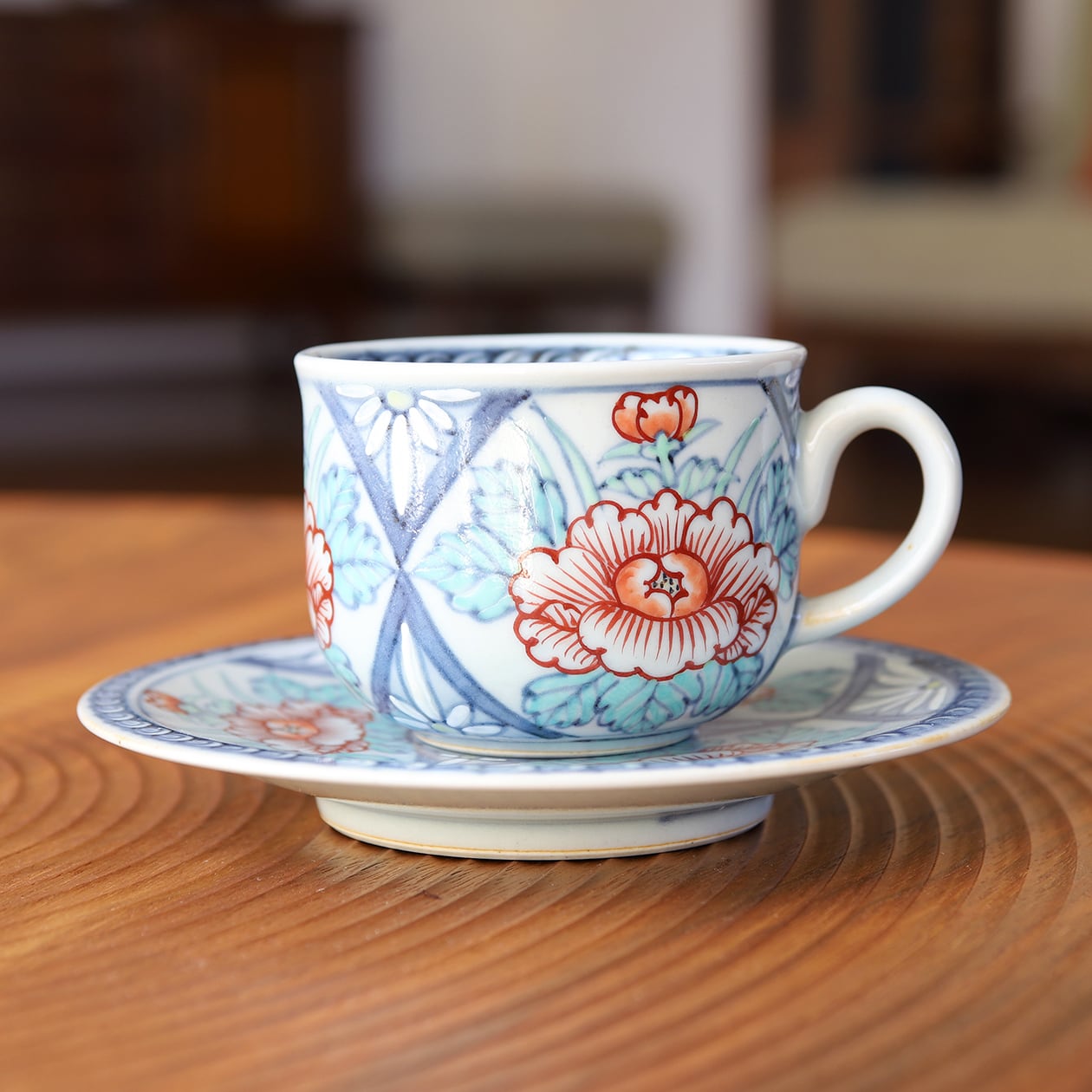 六代・佐藤走波 染錦牡丹紋 コーヒー碗皿 （有田焼） | にっこう生活館